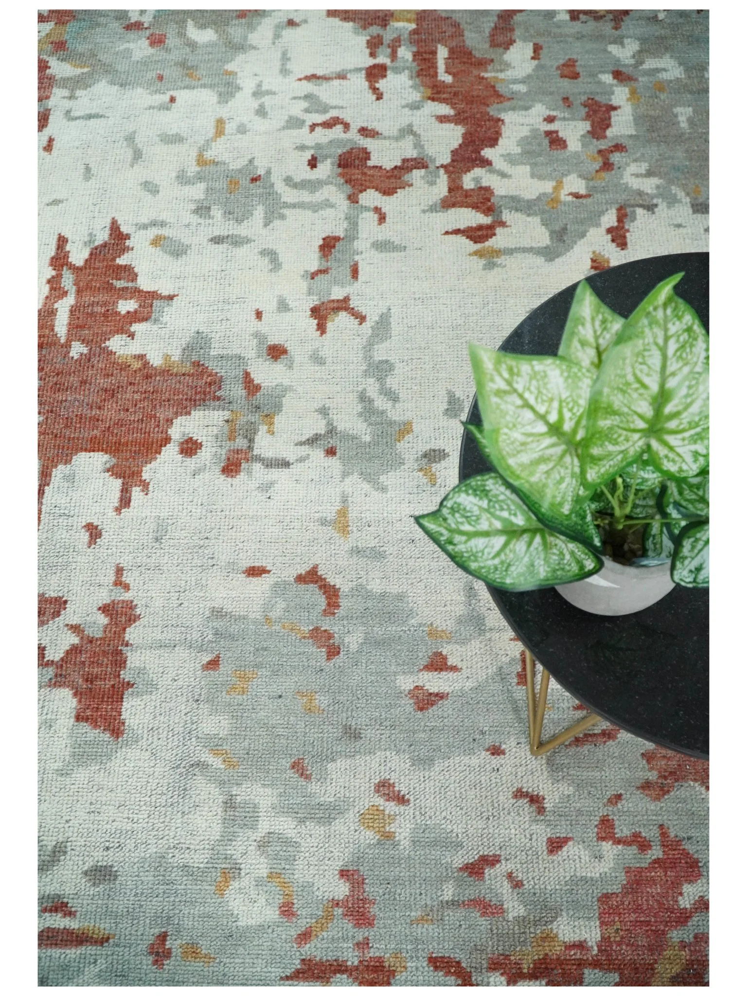 8x10 Hand Knotted Rust and Gray Modern Abstract Low Pile Contemporary Wool Rug | TRD2651 - Image 6