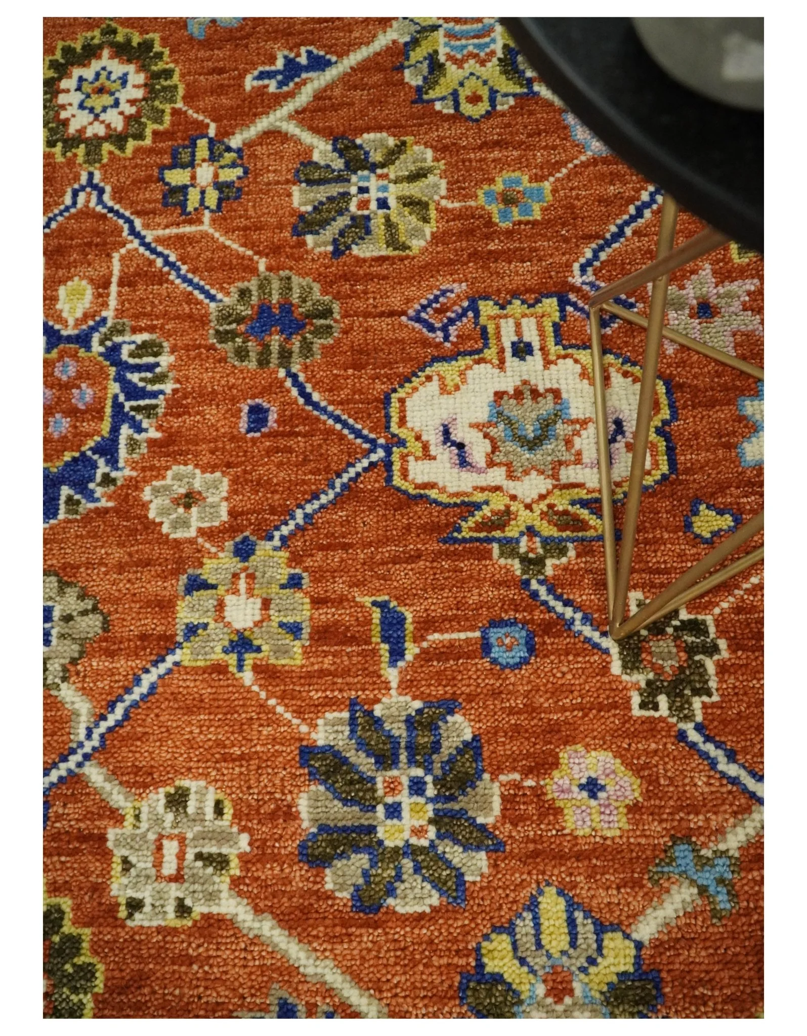 8x10 Hand Knotted Rust and Ivory Traditional Vintage Persian Oushak Antique Wool Rug | TRDCP658 - Image 2