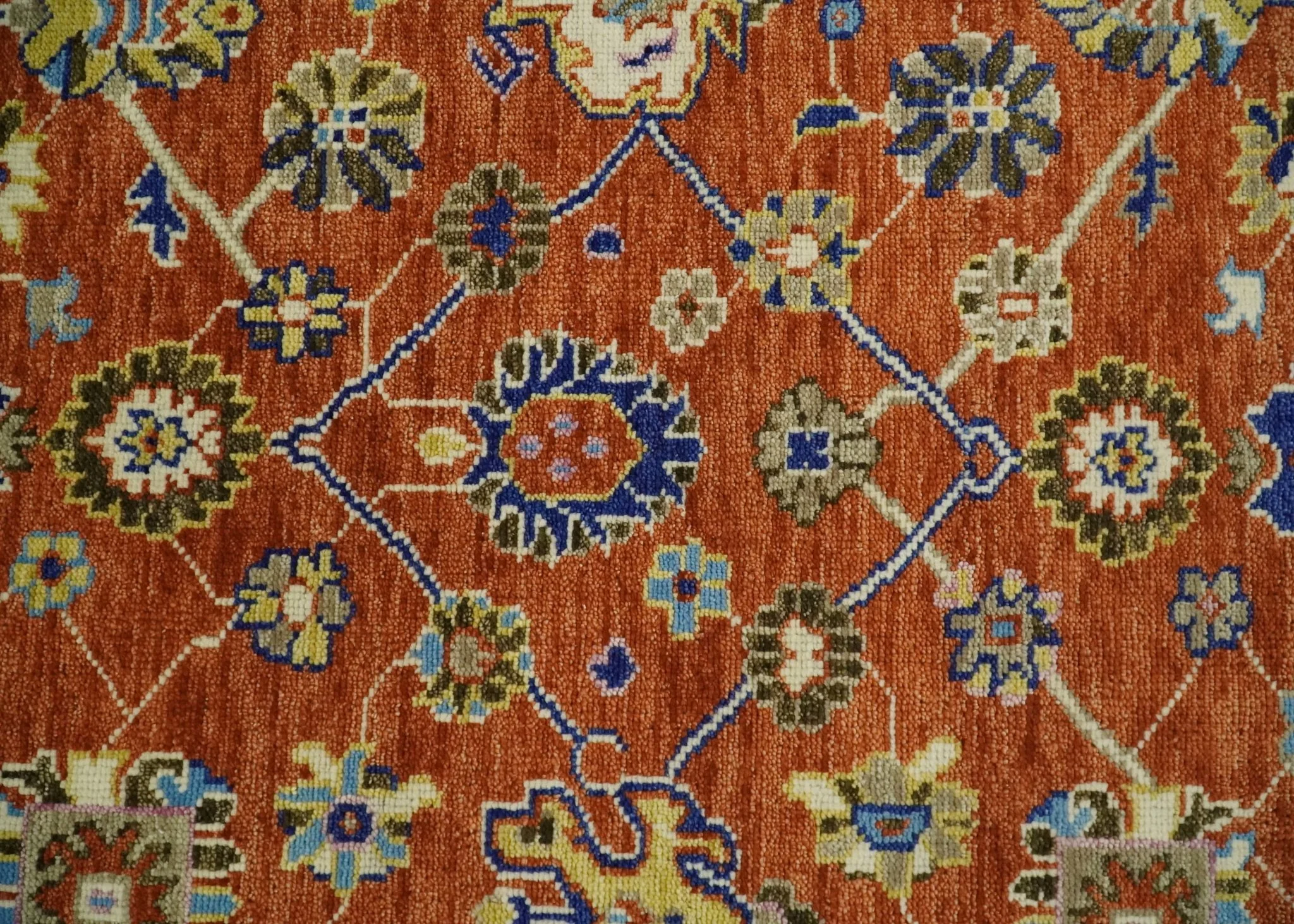 8x10 Hand Knotted Rust and Ivory Traditional Vintage Persian Oushak Antique Wool Rug | TRDCP658 - Image 5