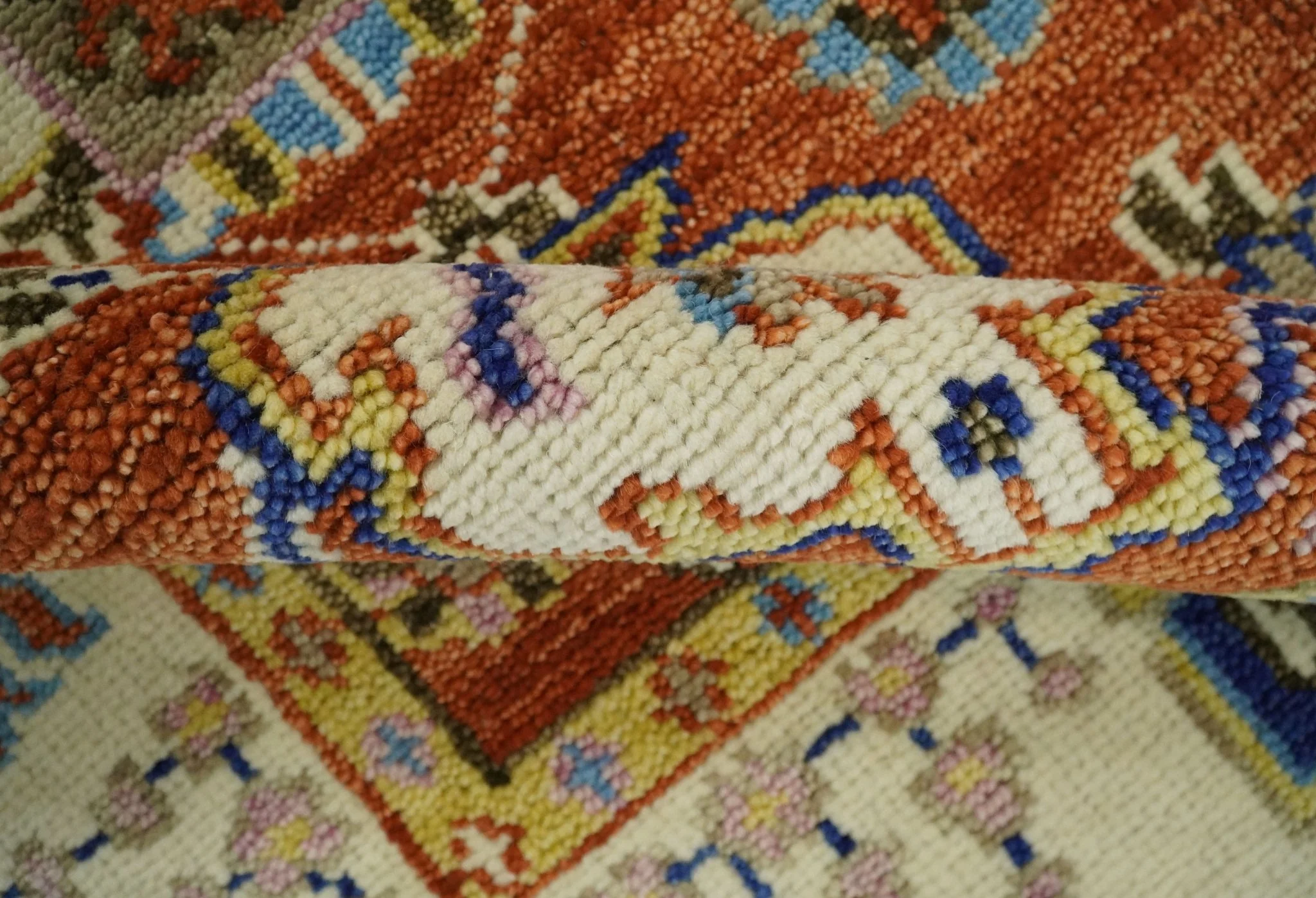 8x10 Hand Knotted Rust and Ivory Traditional Vintage Persian Oushak Antique Wool Rug | TRDCP658 - Image 7