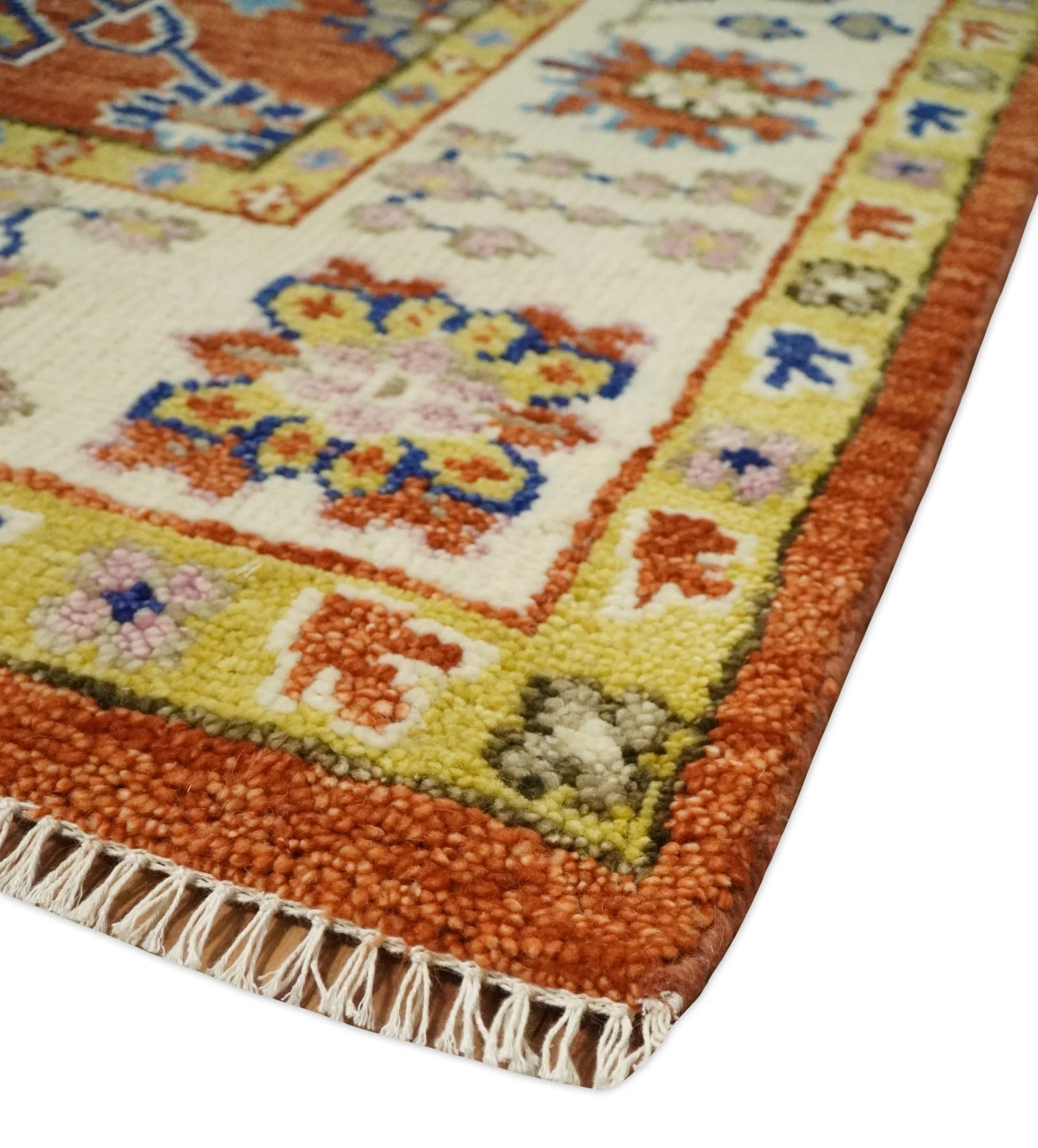 8x10 Hand Knotted Rust and Ivory Traditional Vintage Persian Oushak Antique Wool Rug | TRDCP658 - Image 8