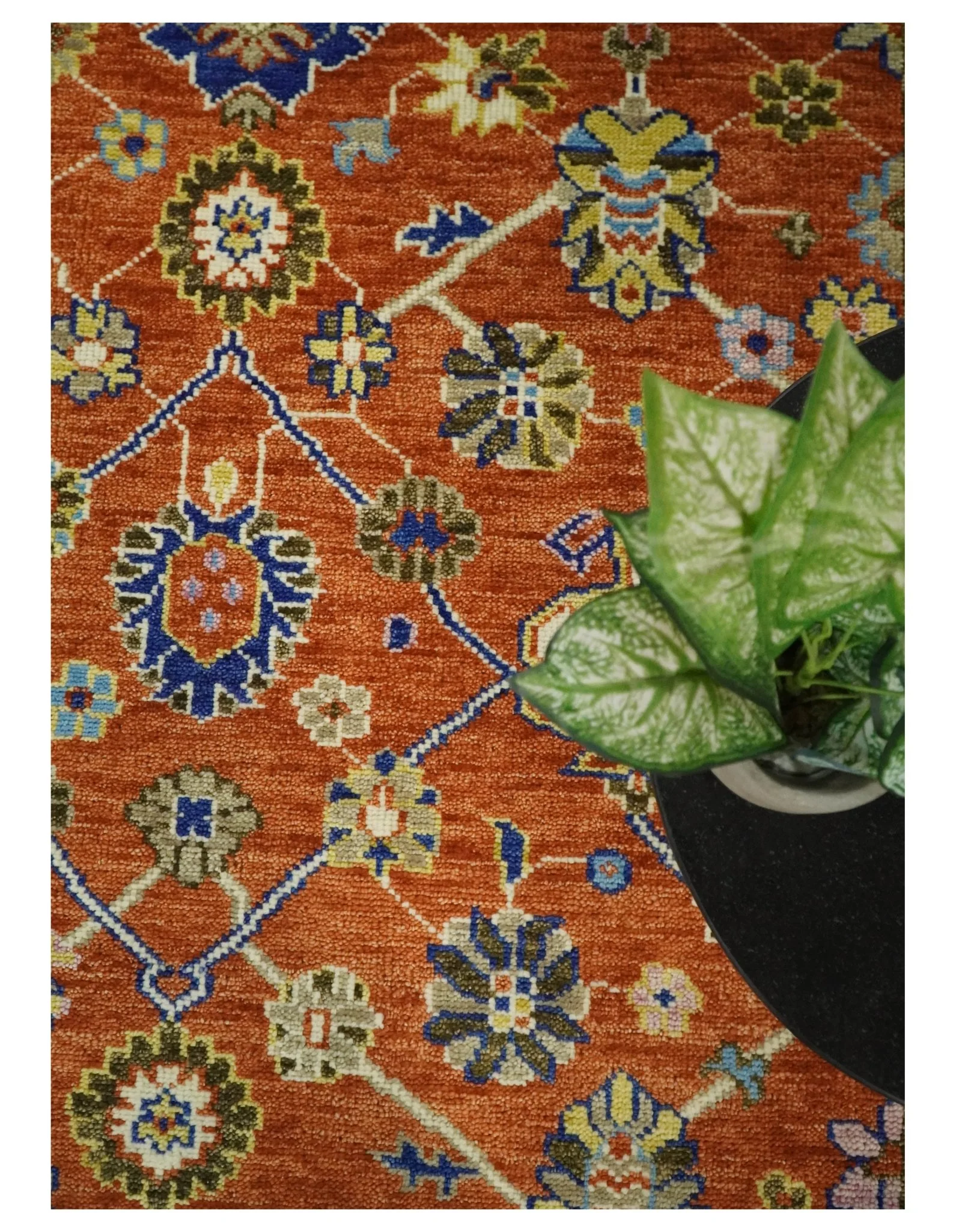 8x10 Hand Knotted Rust and Ivory Traditional Vintage Persian Oushak Antique Wool Rug | TRDCP658 - Image 9