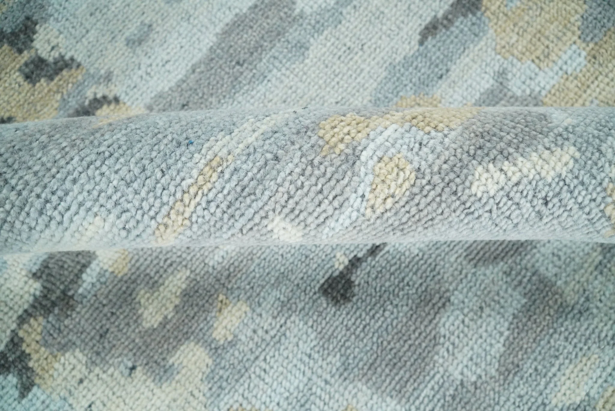 8x10 Hand Knotted Silver and Beige Modern Abstract Low Pile Contemporary Wool Rug | TRD2652 - Image 10