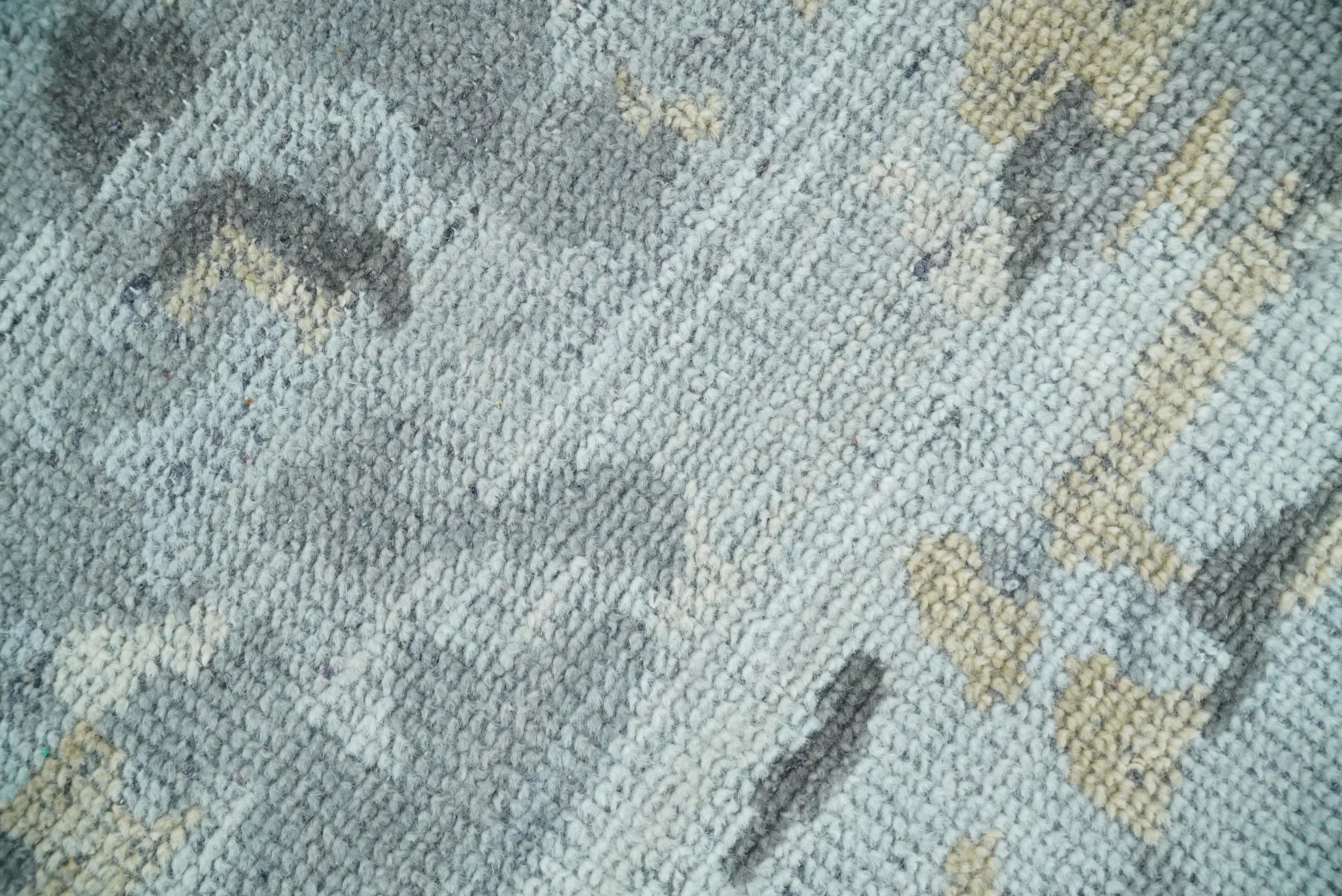 8x10 Hand Knotted Silver and Beige Modern Abstract Low Pile Contemporary Wool Rug | TRD2652 - Image 4