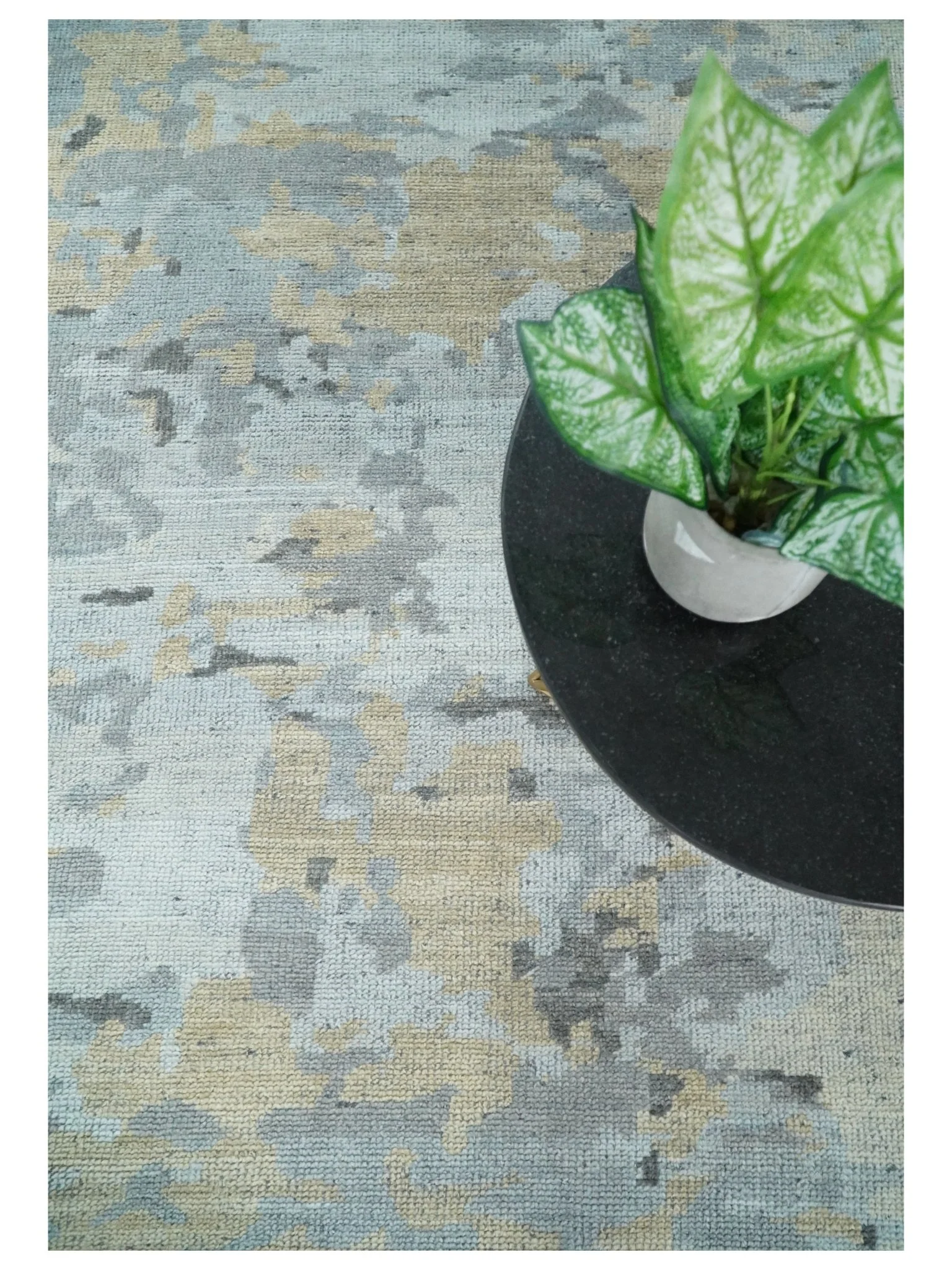 8x10 Hand Knotted Silver and Beige Modern Abstract Low Pile Contemporary Wool Rug | TRD2652 - Image 6