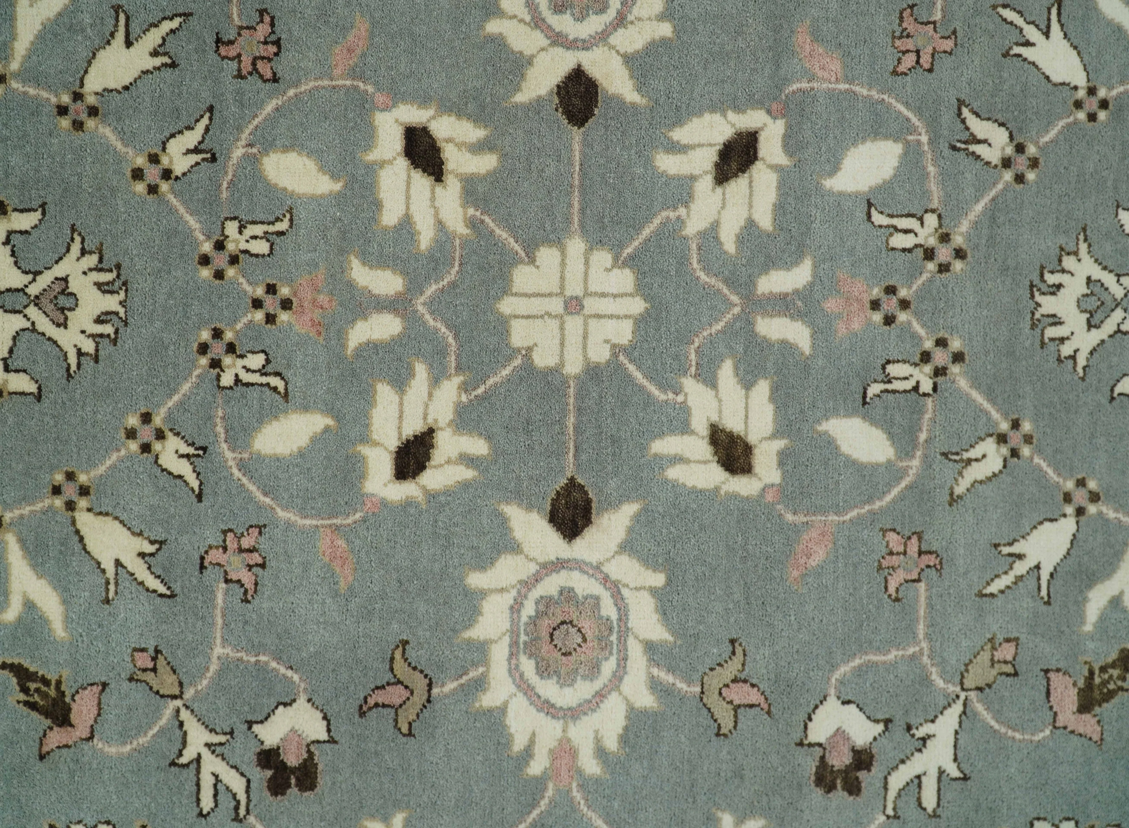 8x10 Hand Knotted Silver and Beige Traditional Persian Oushak Wool Rug | TRDCP760810 - Image 6