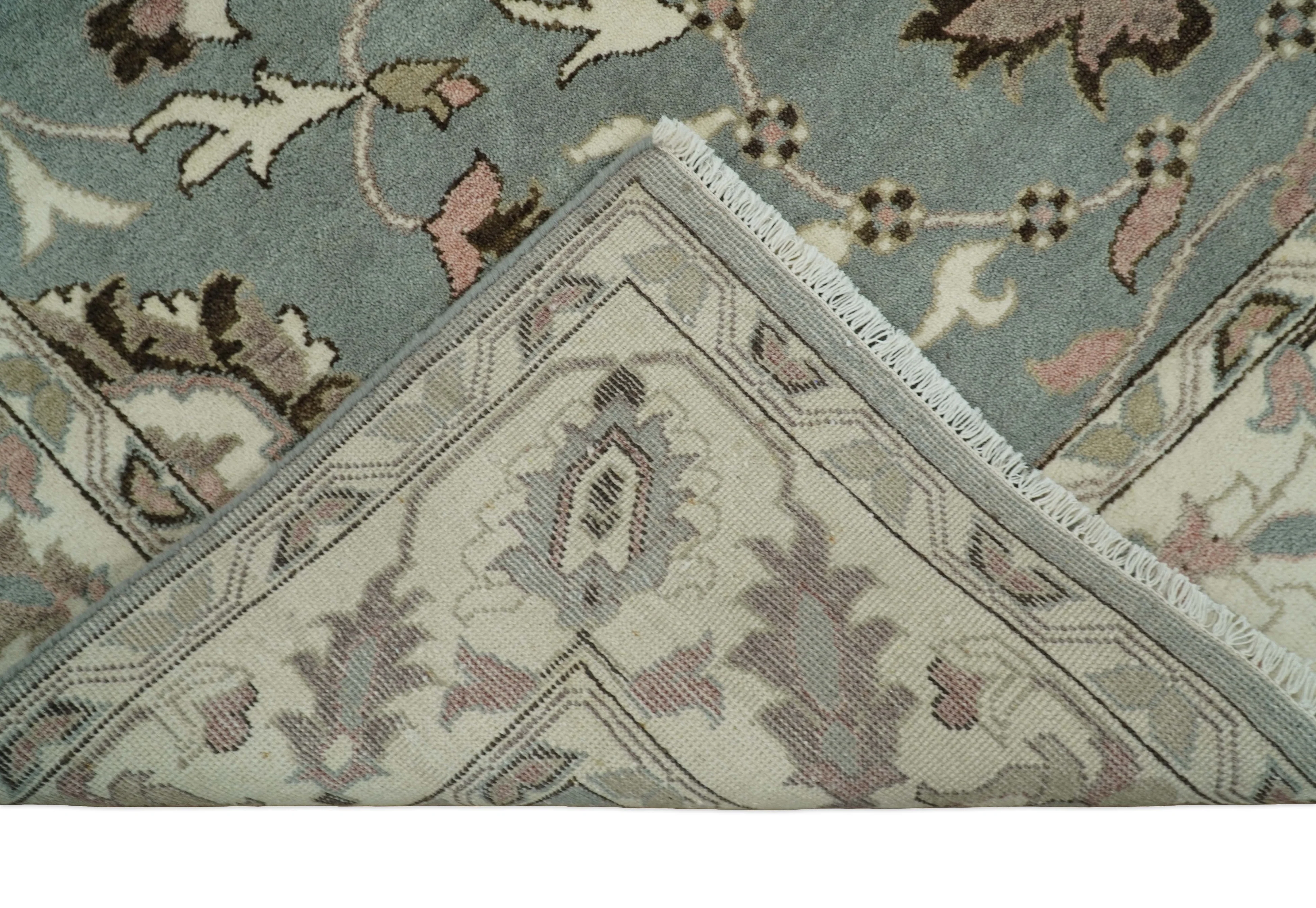 8x10 Hand Knotted Silver and Beige Traditional Persian Oushak Wool Rug | TRDCP760810 - Image 8