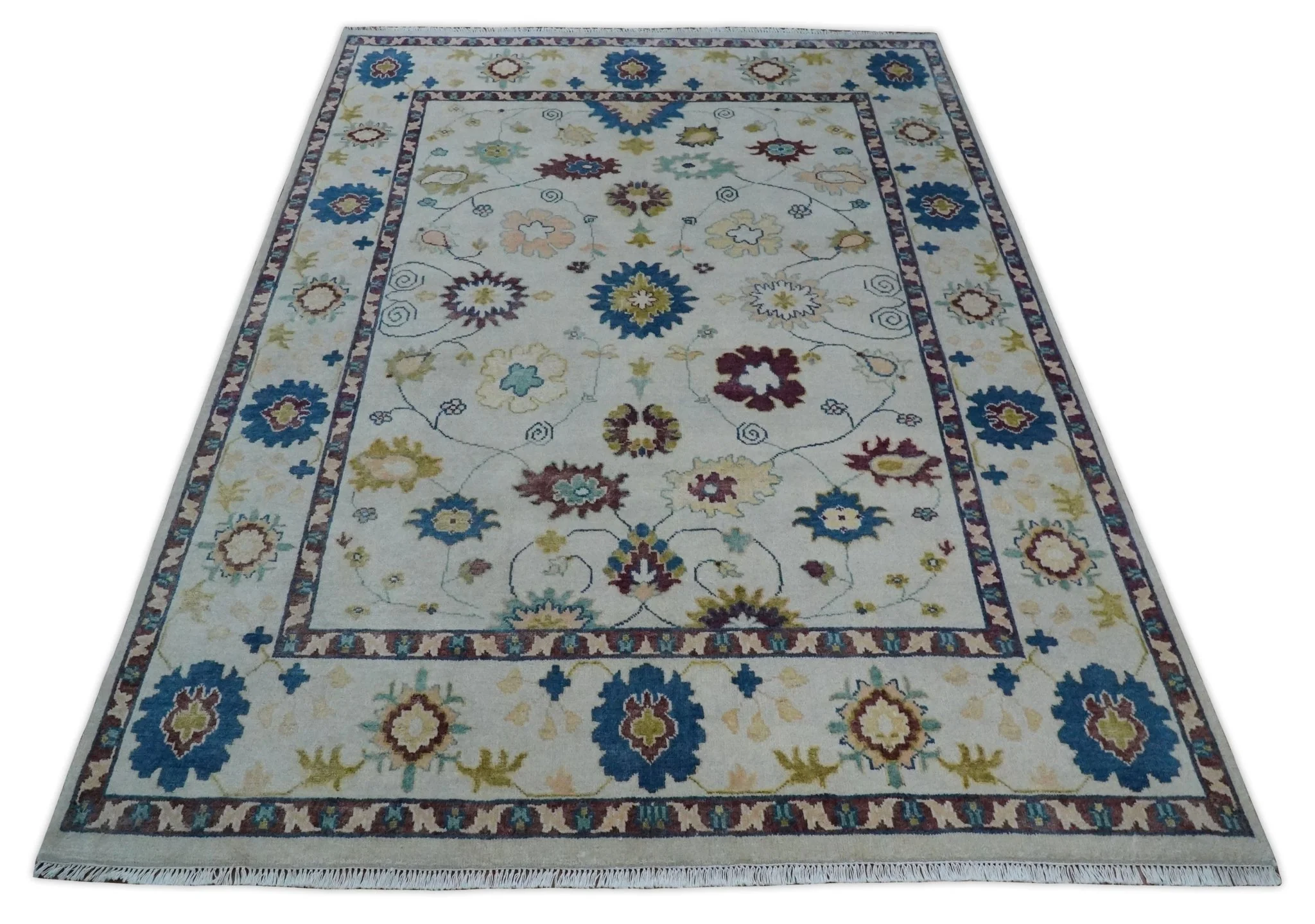 8x10 Hand Knotted Silver and Brown Traditional Vintage Persian Style Antique Wool Rug | TRDCP759810 - Image 10