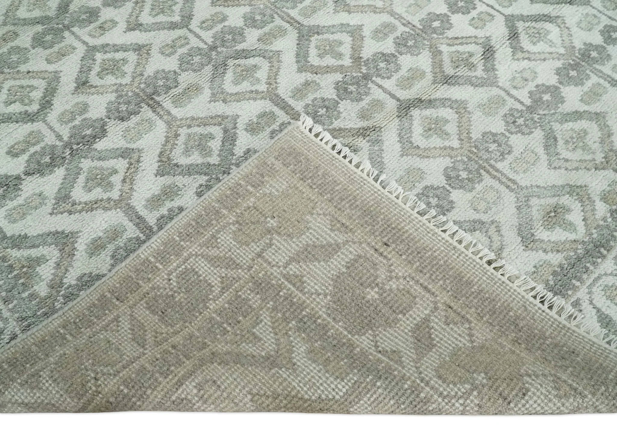 8x10 Hand Knotted Turkish Ivory and Silver Traditional Antique Persian Area Rug | TRDCP1120810S - Image 8