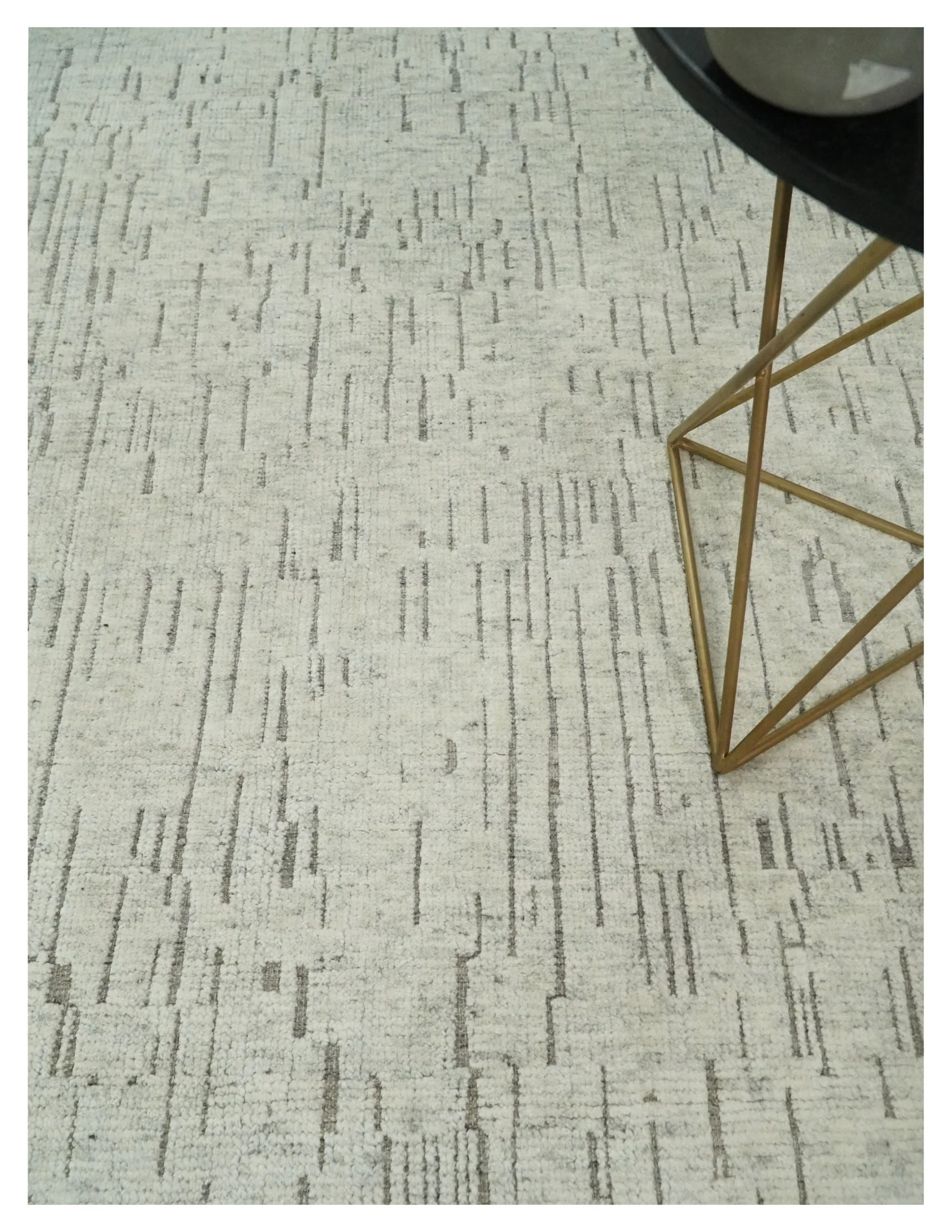 8x10 Hand Knotted Woolen Modern Contemporary Beige and Gray Tribal Area Rug | TRDCP637810 - Image 2