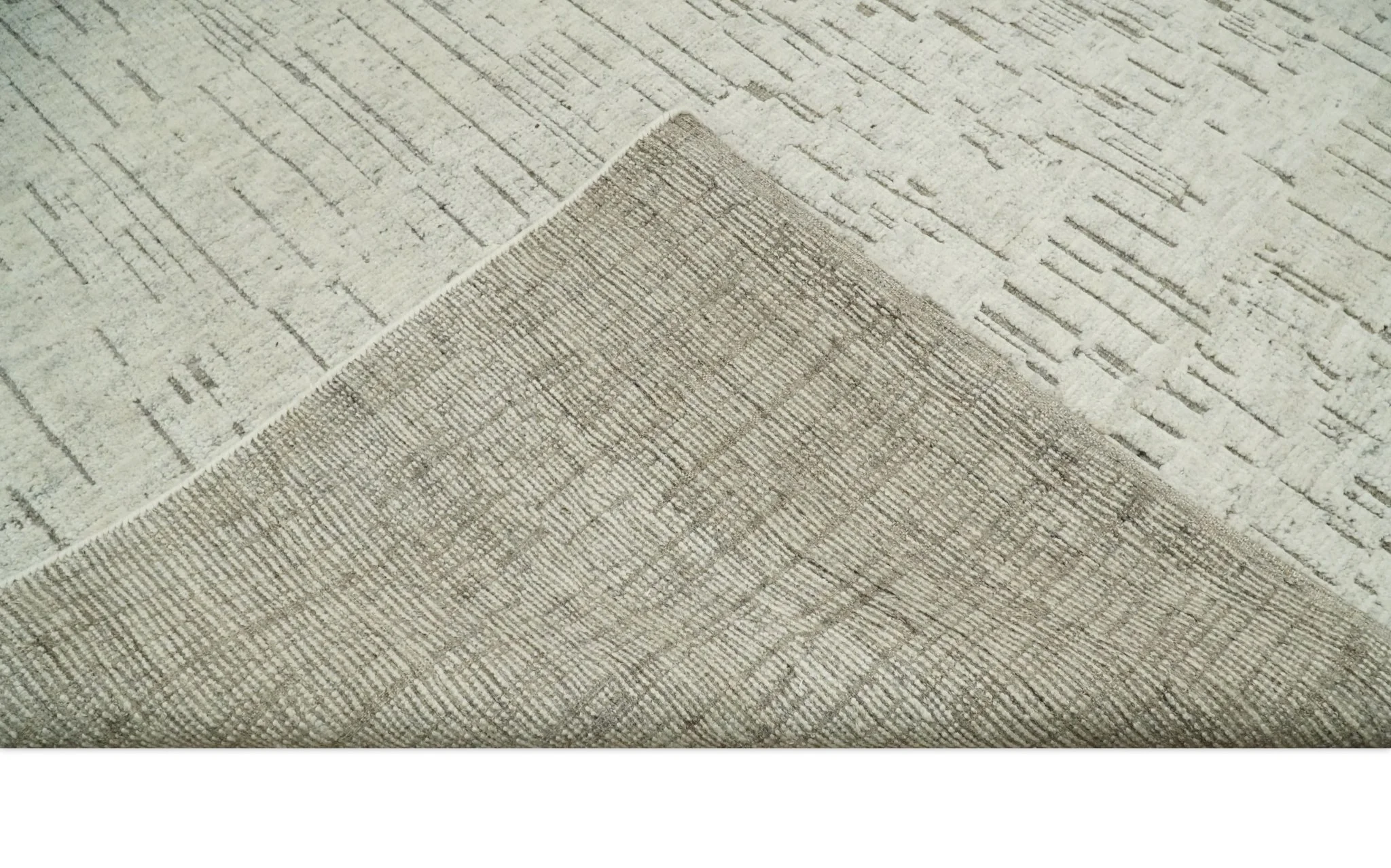 8x10 Hand Knotted Woolen Modern Contemporary Beige and Gray Tribal Area Rug | TRDCP637810 - Image 6