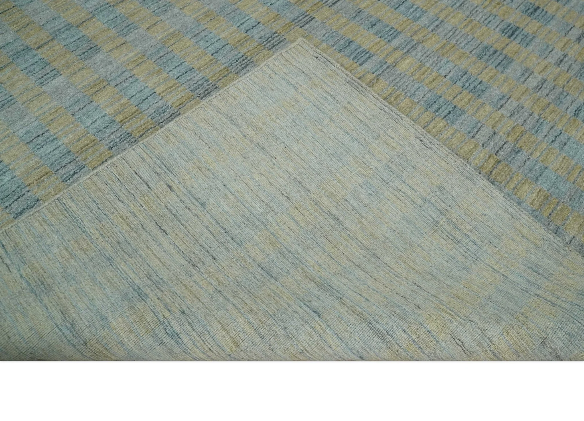8x10 Hand Made Modern Stripes Camel and Silver Scandinavian Blended Wool Flatwoven Area Rug | KE20 - Image 7