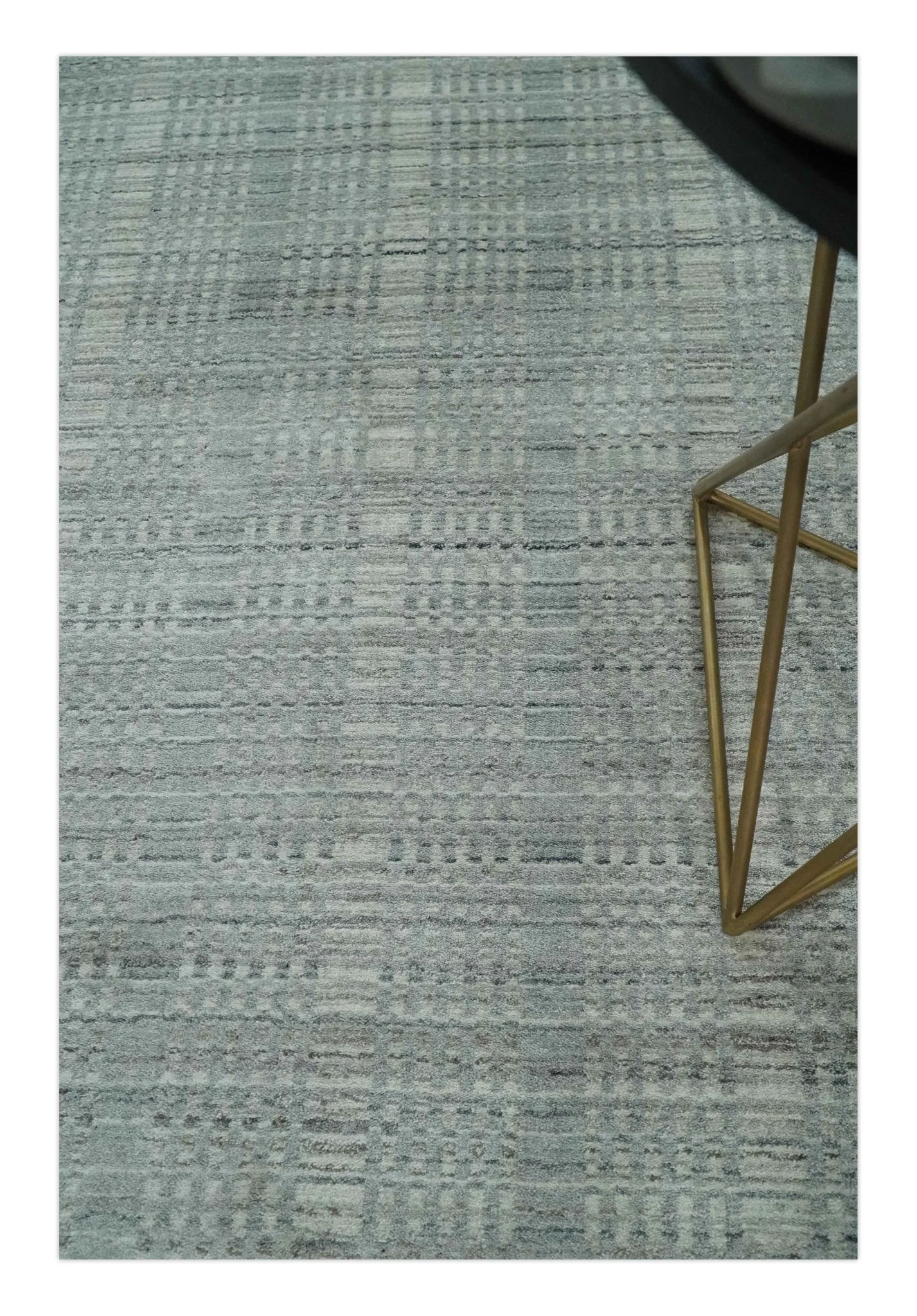 8x10 Hand Made Shaded Scandinavian Beige and Gray Blended Wool Flatwoven Area Rug | KE10 - Image 2
