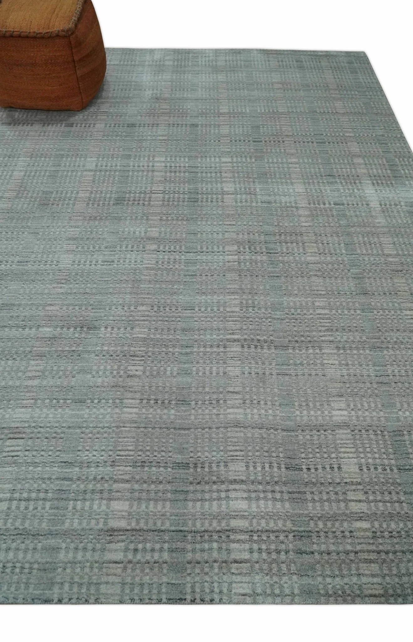 8x10 Hand Made Shaded Scandinavian Beige and Gray Blended Wool Flatwoven Area Rug | KE10 - Image 3