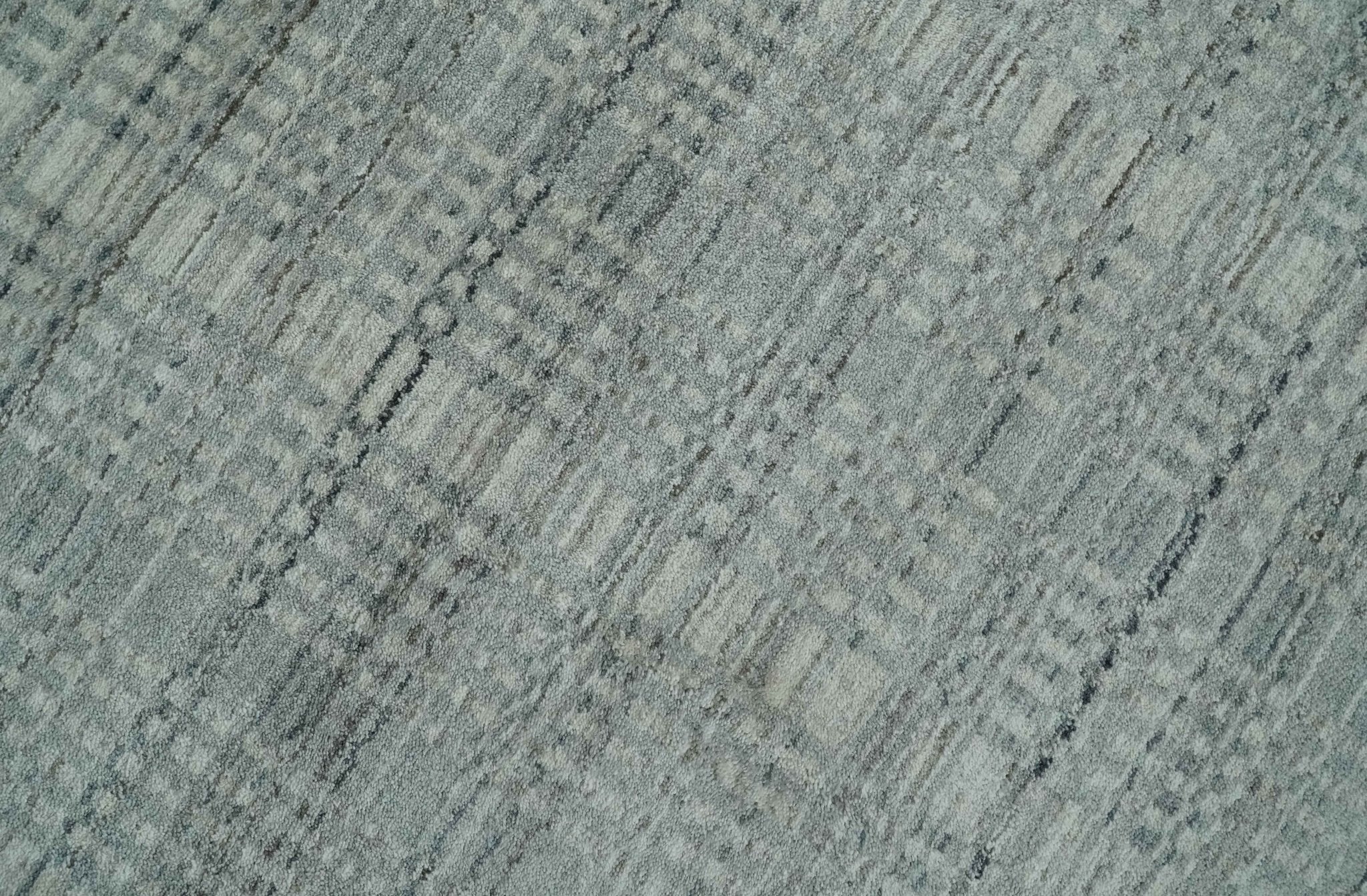 8x10 Hand Made Shaded Scandinavian Beige and Gray Blended Wool Flatwoven Area Rug | KE10 - Image 4