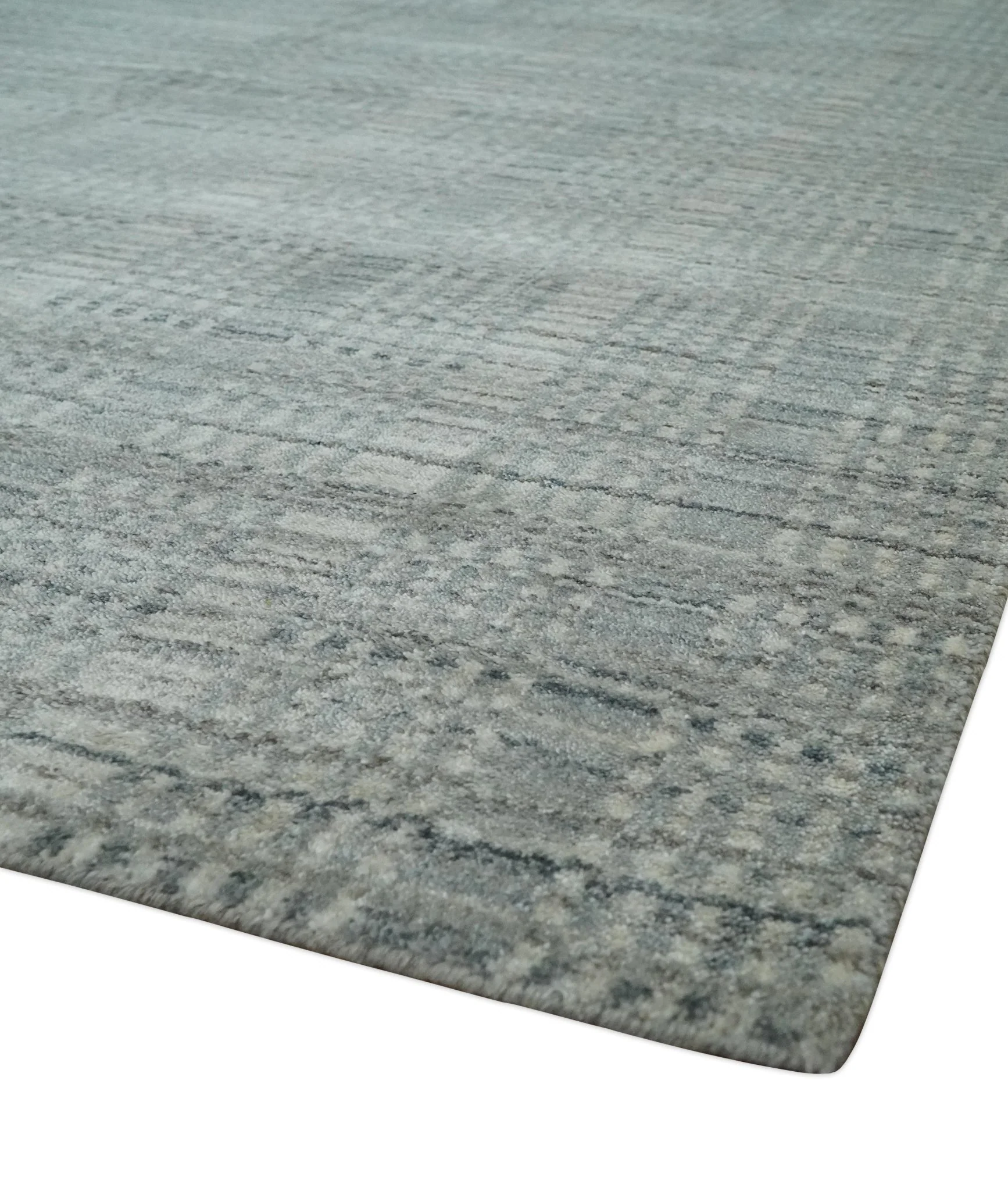 8x10 Hand Made Shaded Scandinavian Beige and Gray Blended Wool Flatwoven Area Rug | KE10 - Image 5