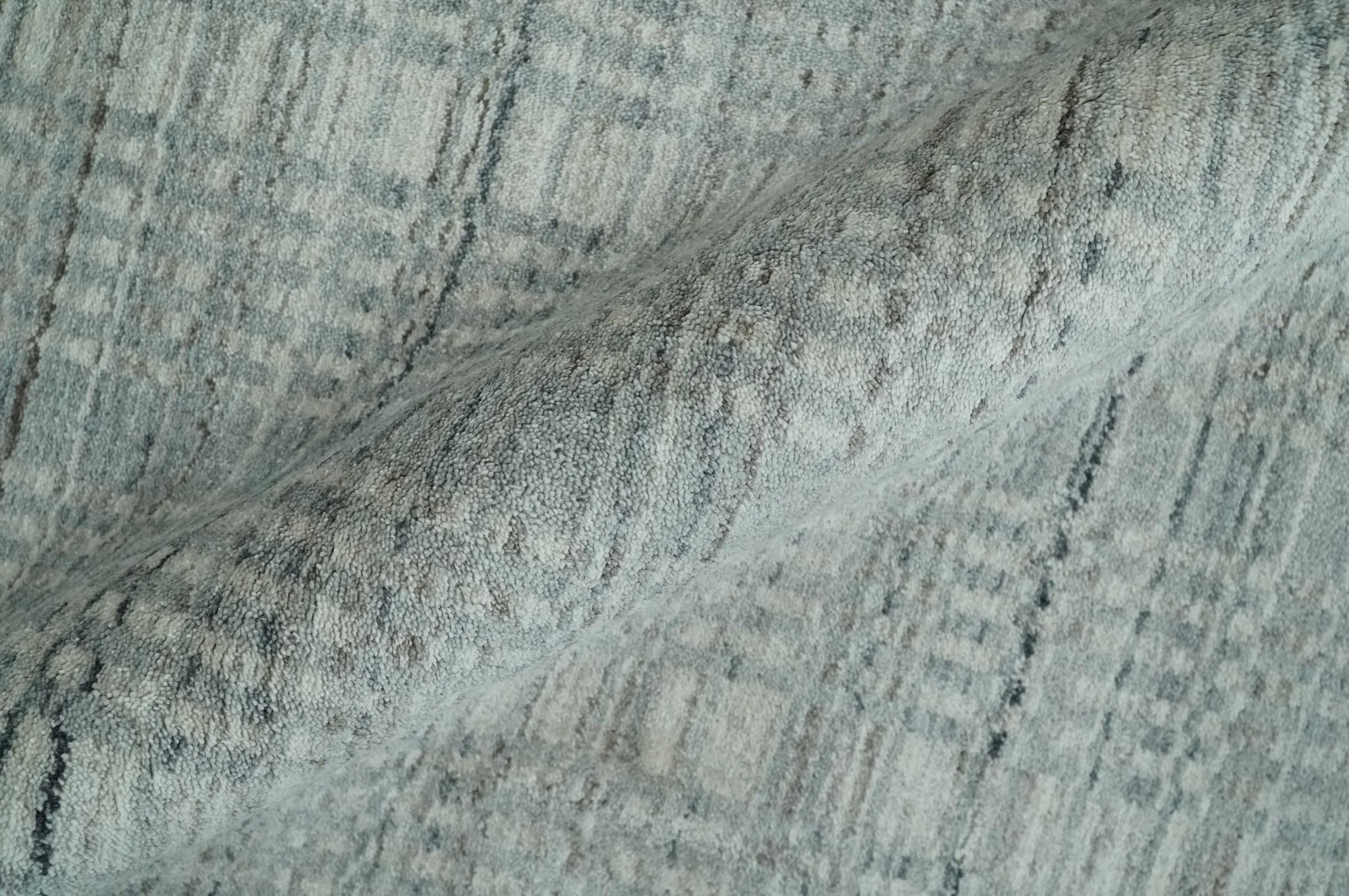 8x10 Hand Made Shaded Scandinavian Beige and Gray Blended Wool Flatwoven Area Rug | KE10 - Image 6
