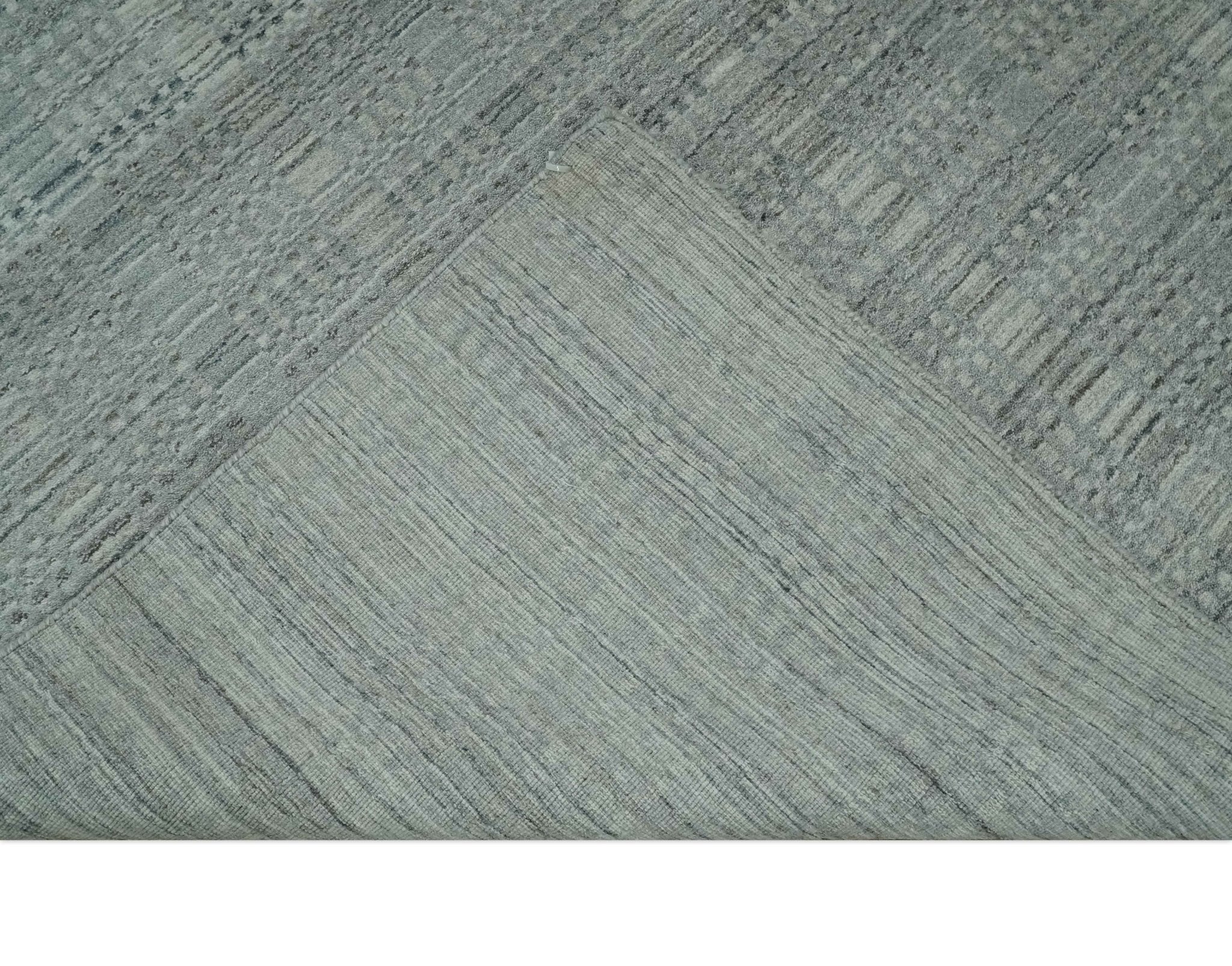 8x10 Hand Made Shaded Scandinavian Beige and Gray Blended Wool Flatwoven Area Rug | KE10 - Image 7
