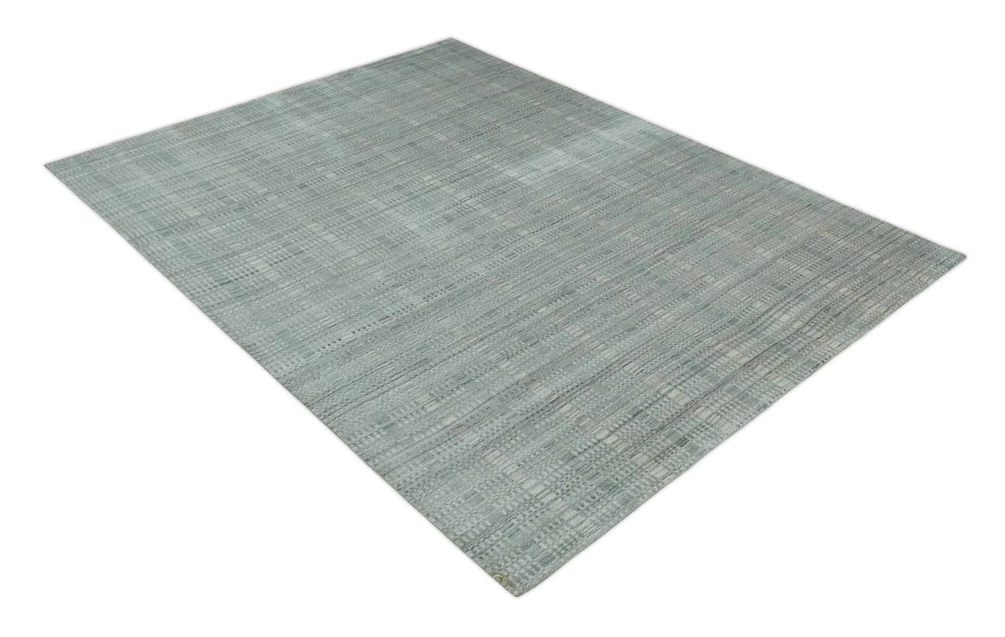 8x10 Hand Made Shaded Scandinavian Beige and Gray Blended Wool Flatwoven Area Rug | KE10 - Image 9