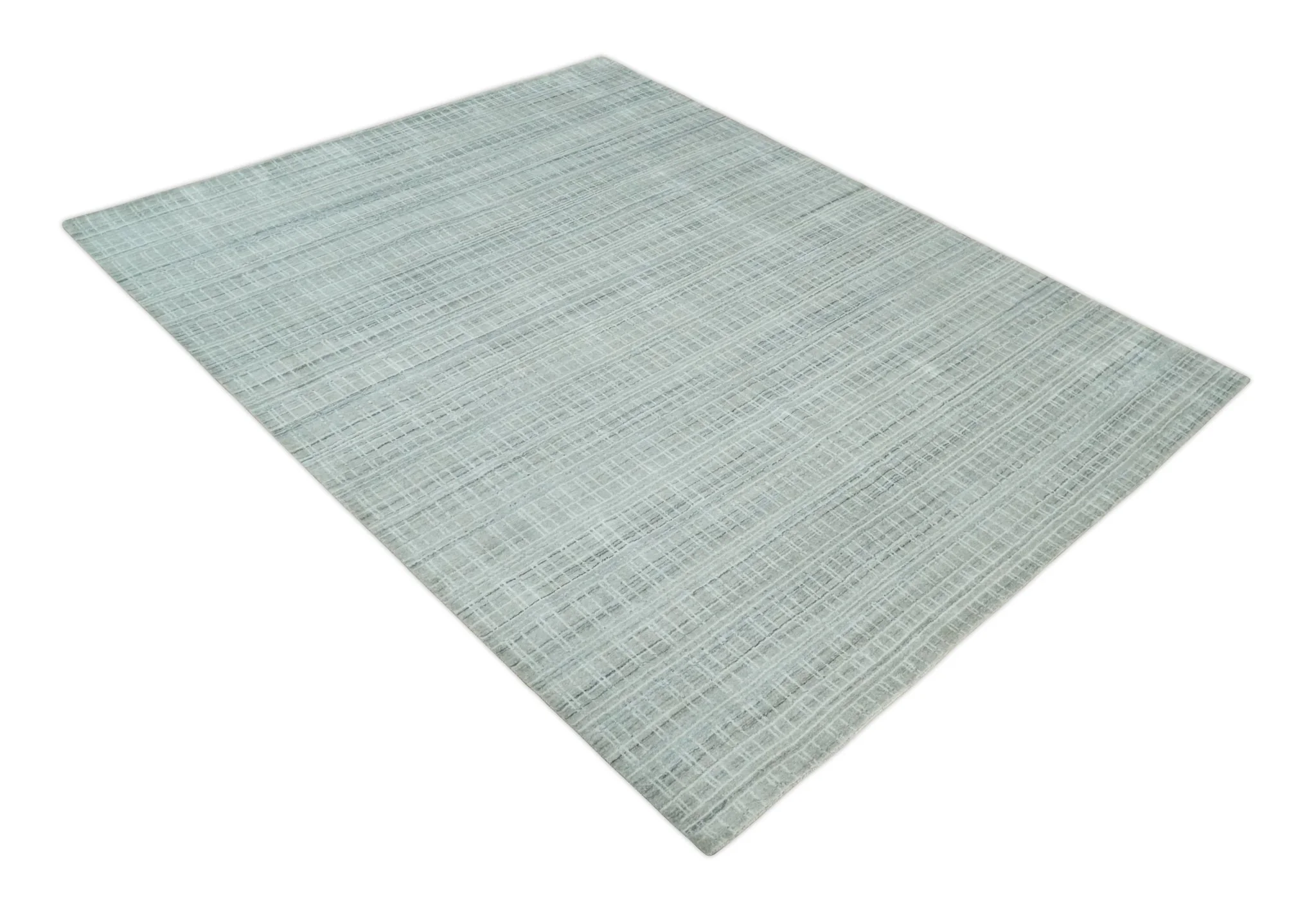 8x10 Hand Made Shaded Scandinavian White, Camel and Gray Blended Wool Flatwoven Area Rug | KE25 - Image 10