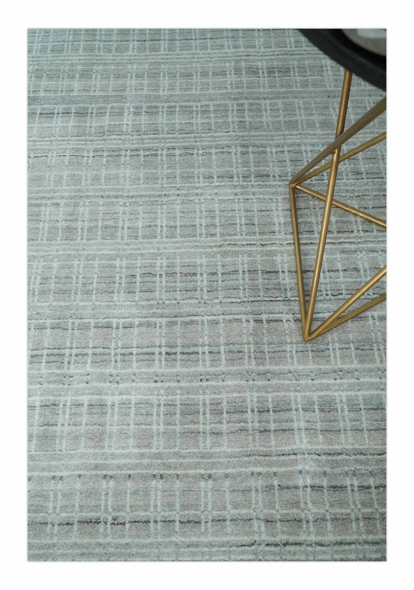 8x10 Hand Made Shaded Scandinavian White, Camel and Gray Blended Wool Flatwoven Area Rug | KE25 - Image 2