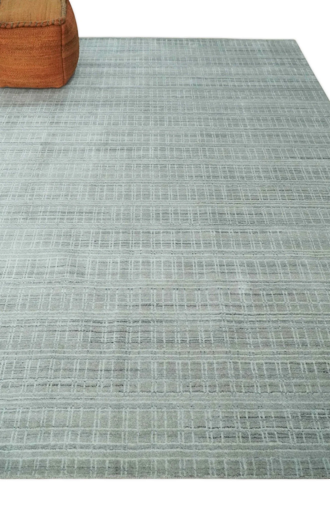 8x10 Hand Made Shaded Scandinavian White, Camel and Gray Blended Wool Flatwoven Area Rug | KE25 - Image 3