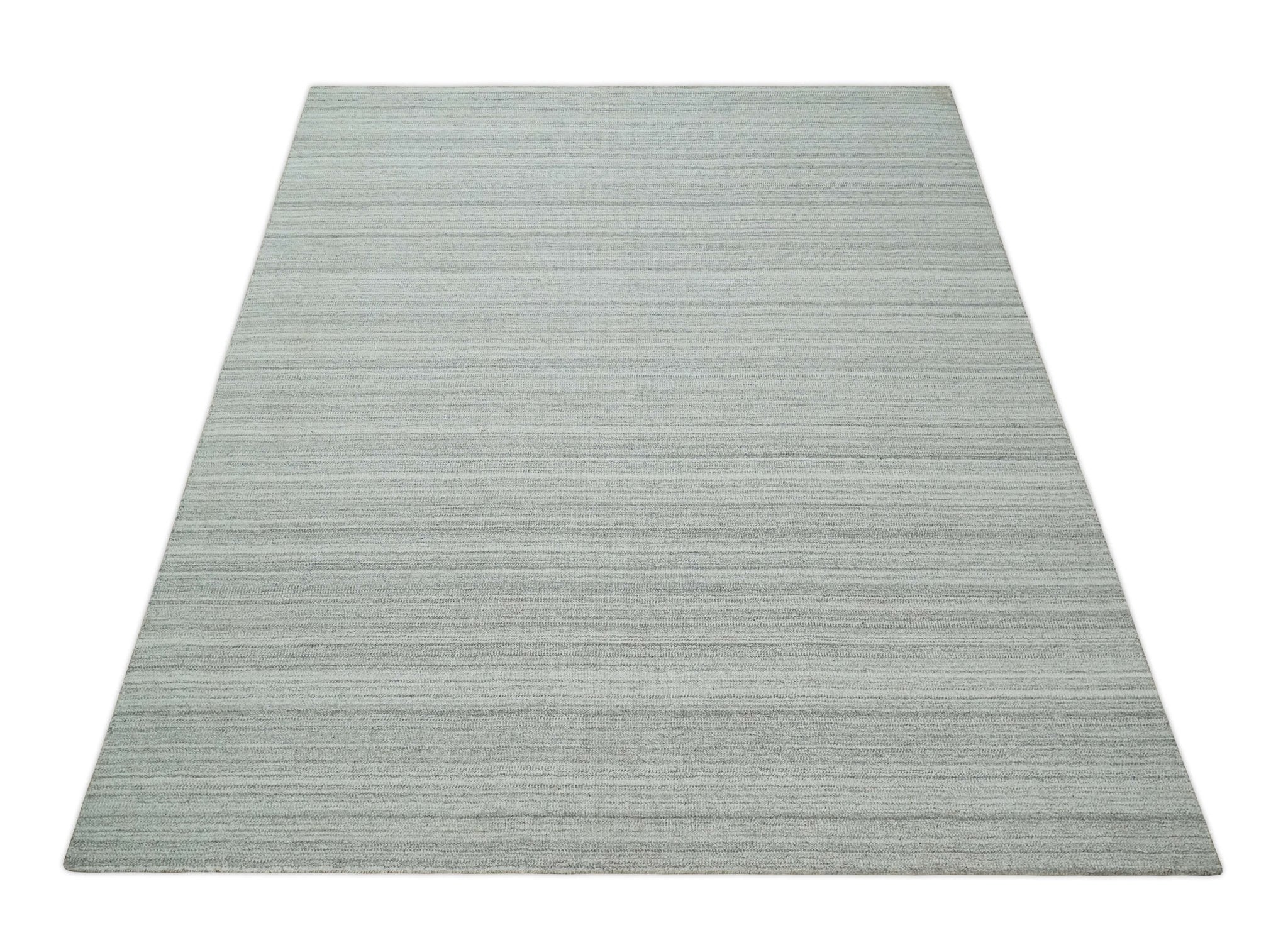 8x10 Hand Made Solid Camel, Ivory and Brown Scandinavian Blended Wool Flatwoven Area Rug | KE24 - Image 10