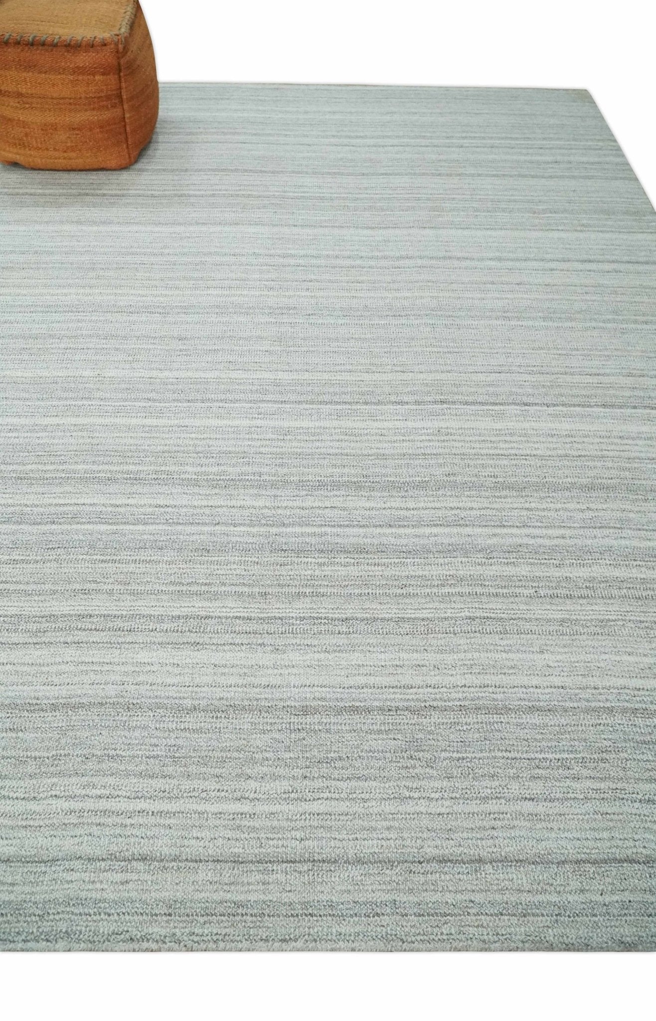 8x10 Hand Made Solid Camel, Ivory and Brown Scandinavian Blended Wool Flatwoven Area Rug | KE24 - Image 3