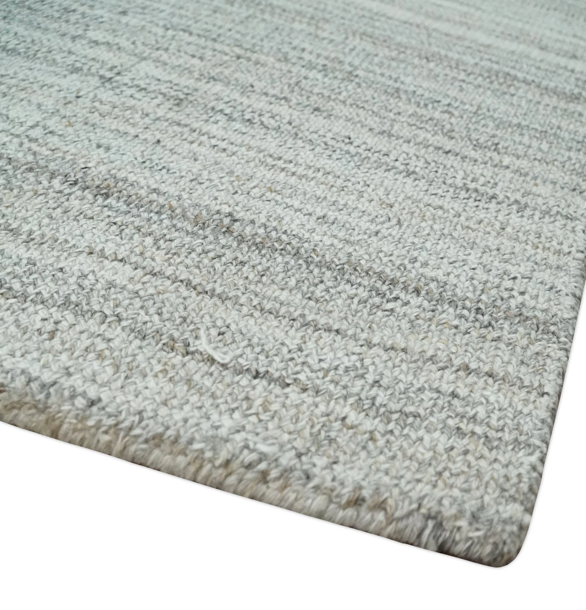 8x10 Hand Made Solid Camel, Ivory and Brown Scandinavian Blended Wool Flatwoven Area Rug | KE24 - Image 5