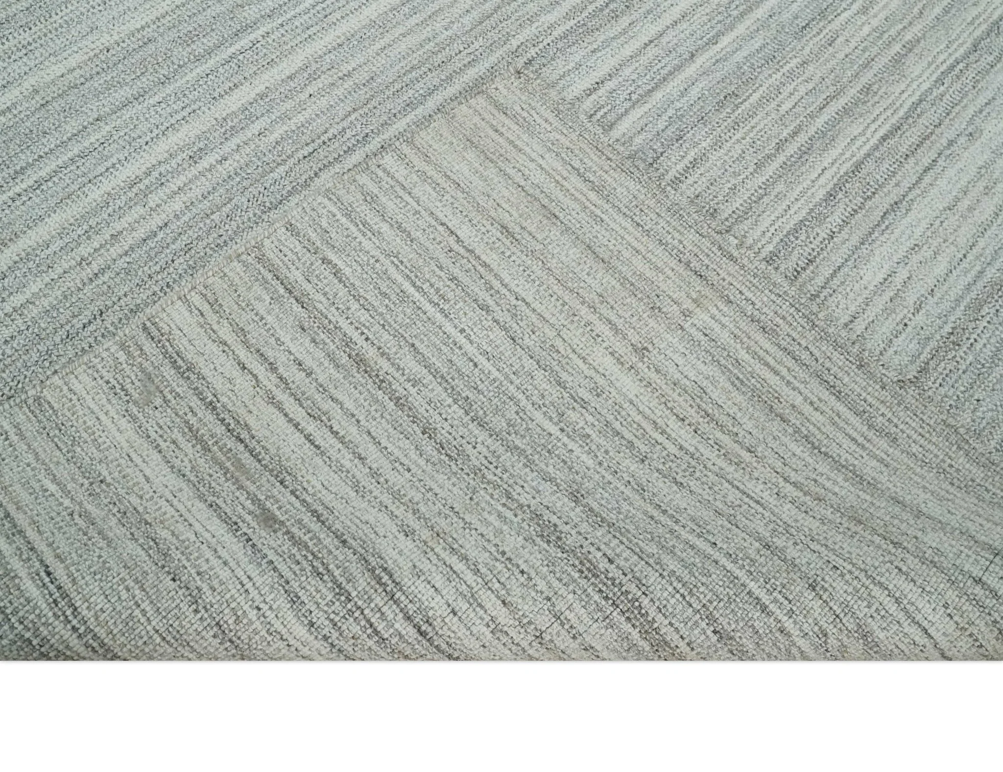 8x10 Hand Made Solid Camel, Ivory and Brown Scandinavian Blended Wool Flatwoven Area Rug | KE24 - Image 9