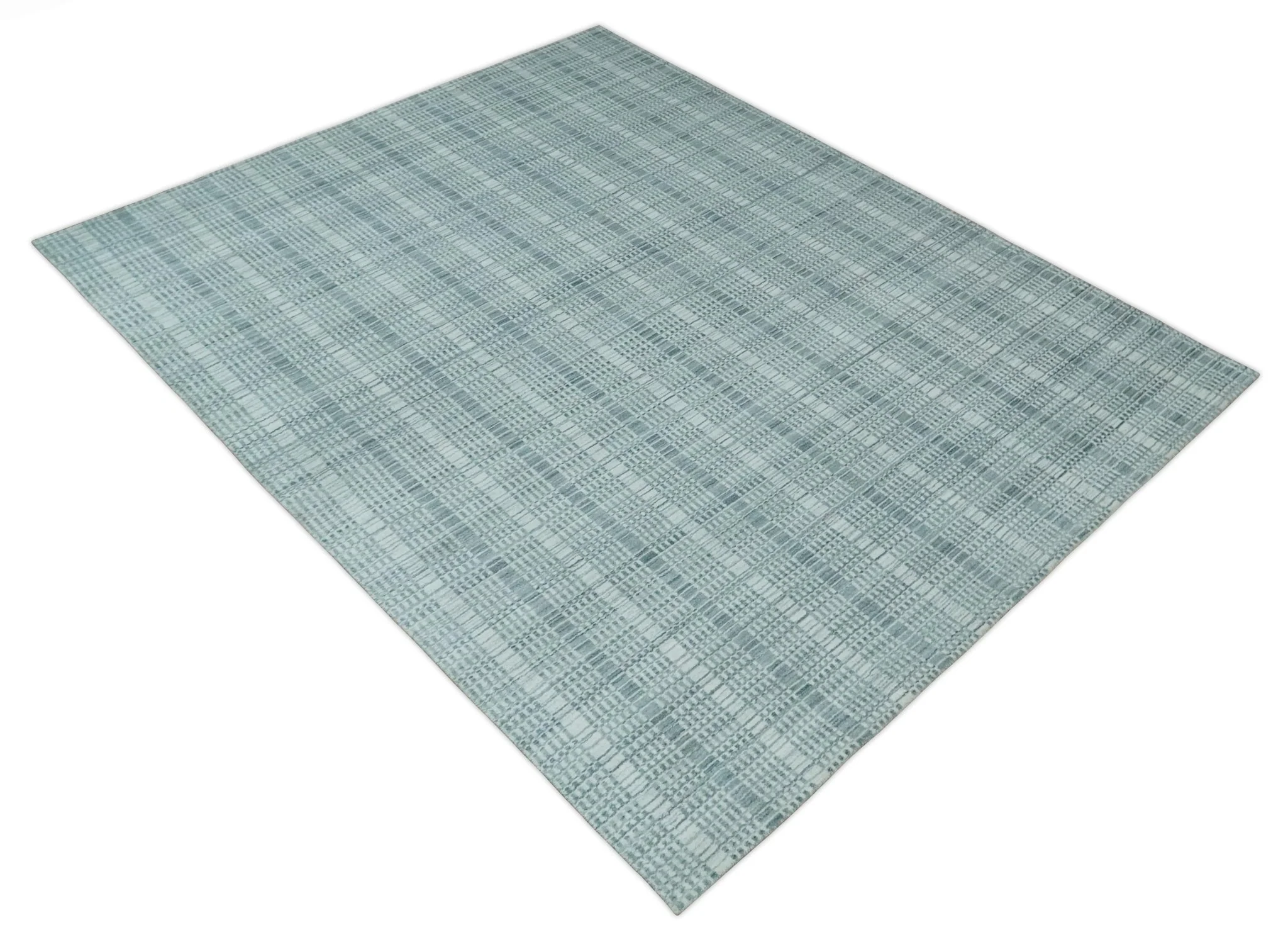 Modern 8x10 Hand Made striped Ivory, silver and Gray Scandinavian Blended Wool Flatwoven Area Rug | KE2 - Image 10
