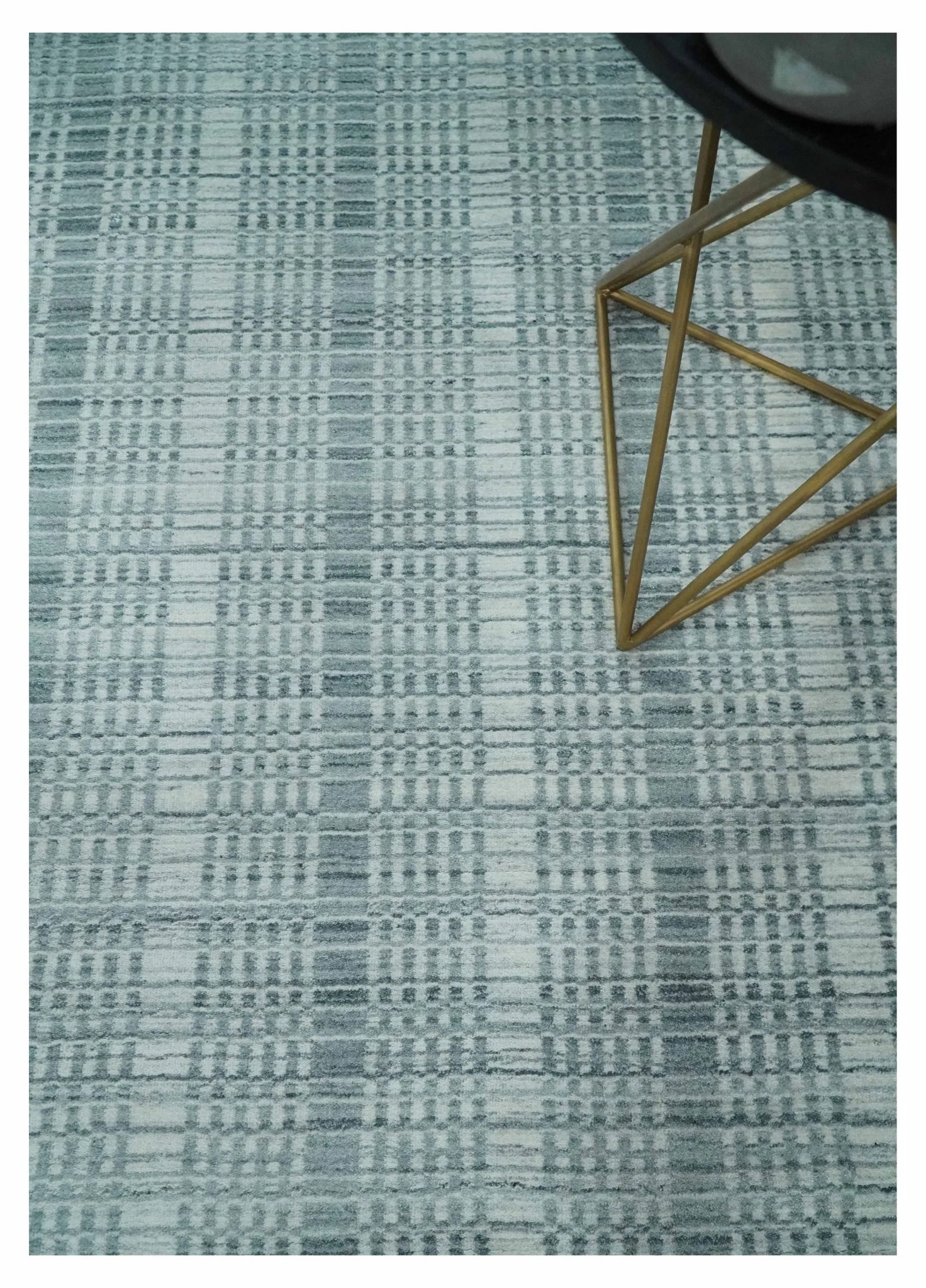 Modern 8x10 Hand Made striped Ivory, silver and Gray Scandinavian Blended Wool Flatwoven Area Rug | KE2 - Image 2