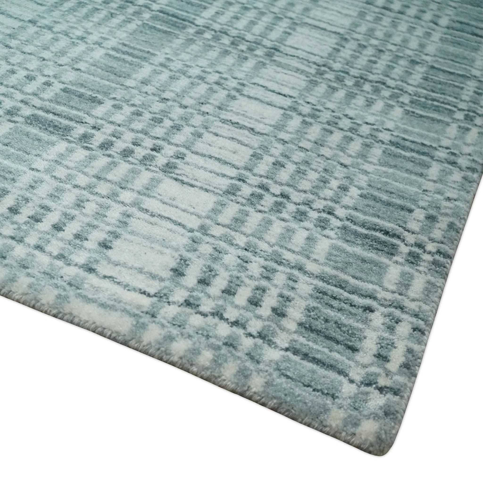 Modern 8x10 Hand Made striped Ivory, silver and Gray Scandinavian Blended Wool Flatwoven Area Rug | KE2 - Image 5