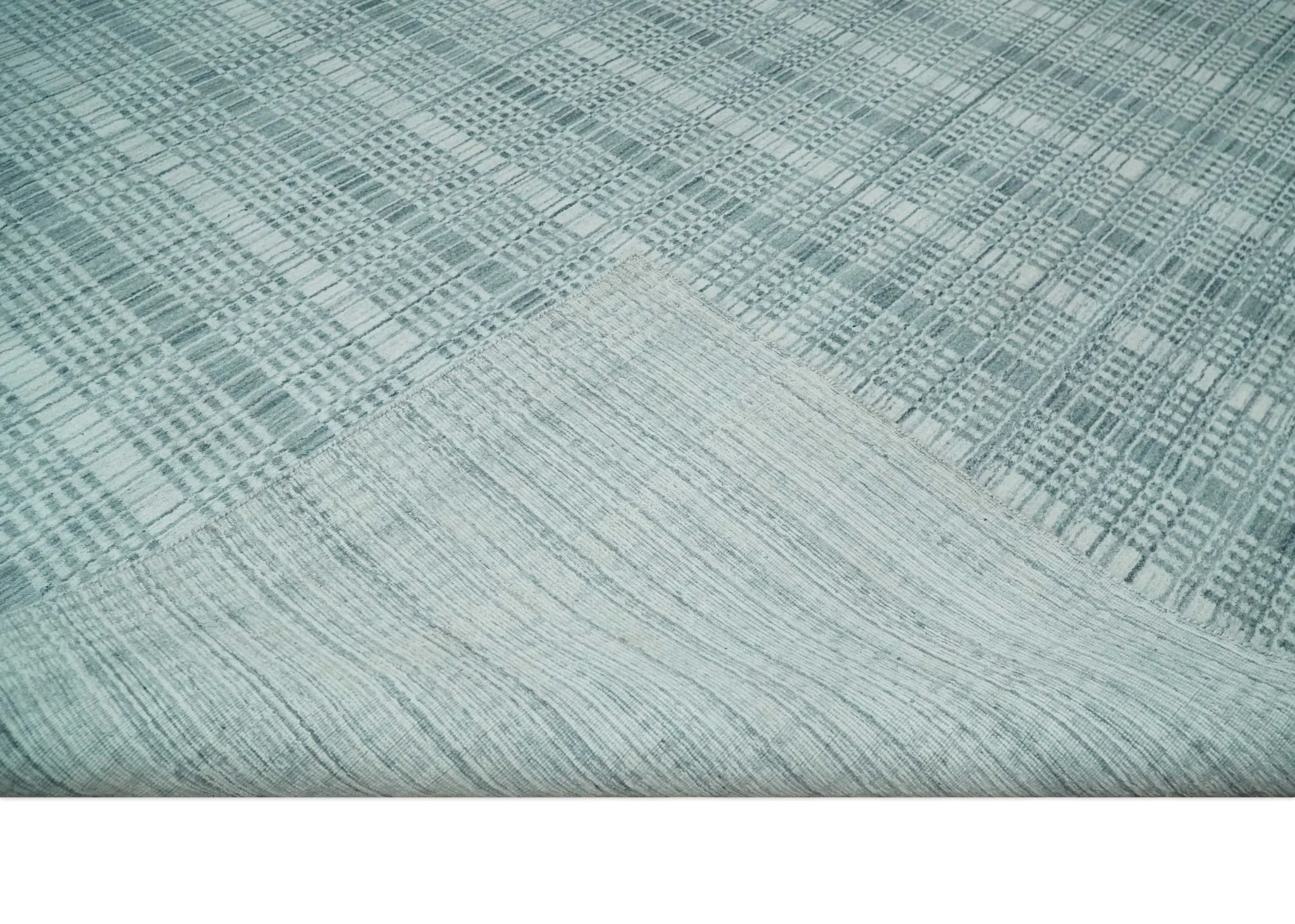 Modern 8x10 Hand Made striped Ivory, silver and Gray Scandinavian Blended Wool Flatwoven Area Rug | KE2 - Image 7