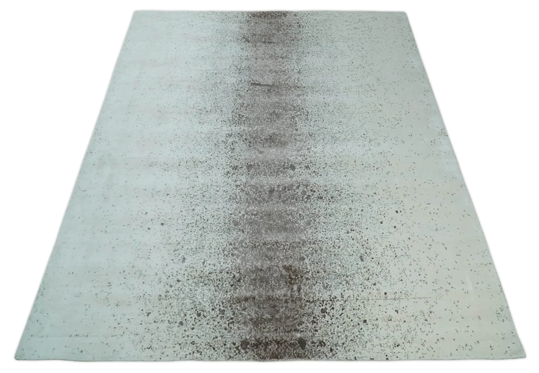 8x10 Ivory and Brown Modern Abstract Handmade Viscose Area Rug - Image 7