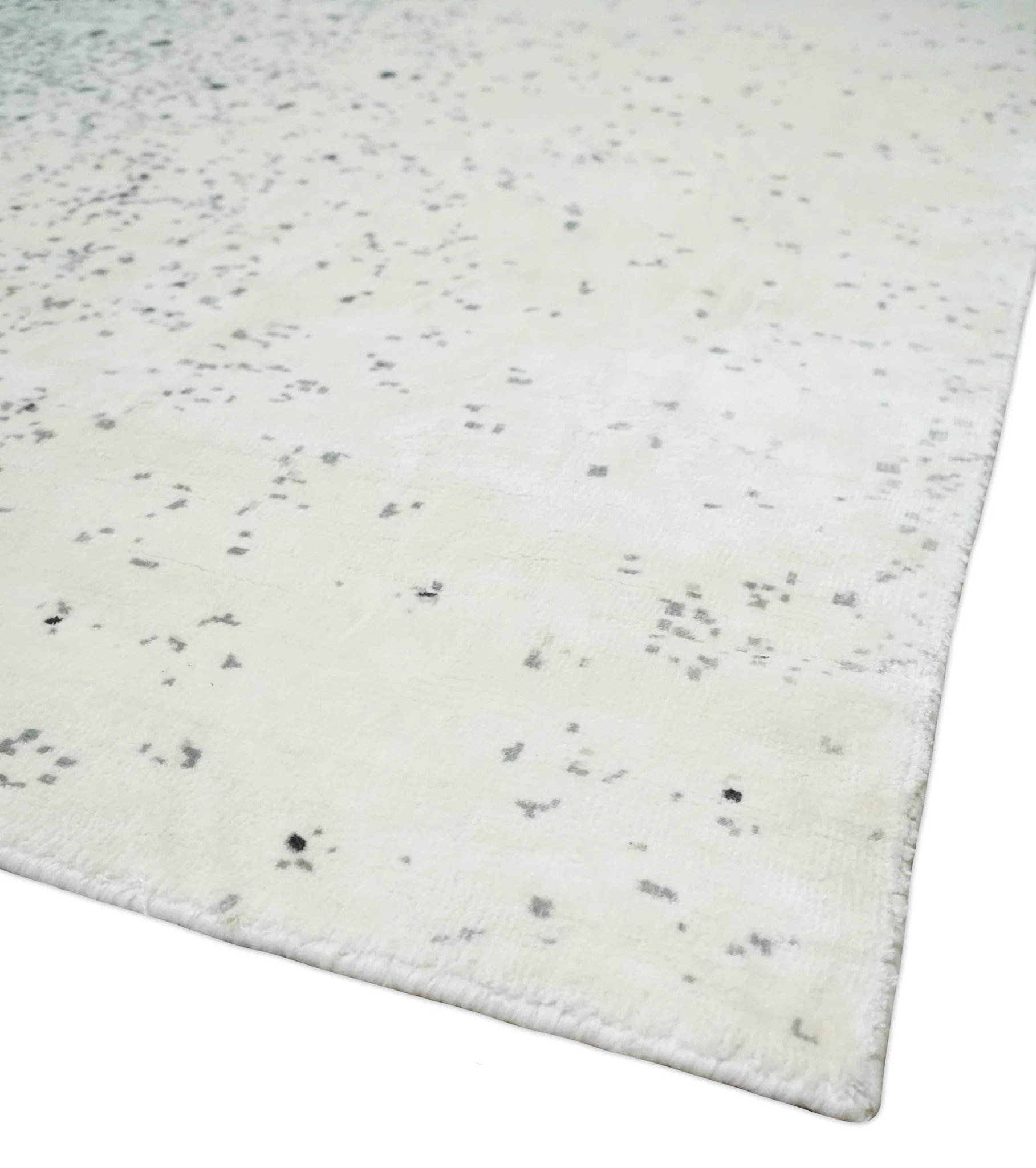 8x10 Ivory and Charcoal Modern Abstract Handmade Art Silk Area Rug - Image 5