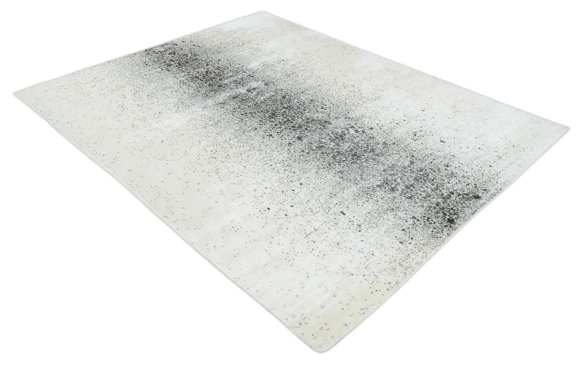8x10 Ivory and Charcoal Modern Abstract Handmade Art Silk Area Rug - Image 9