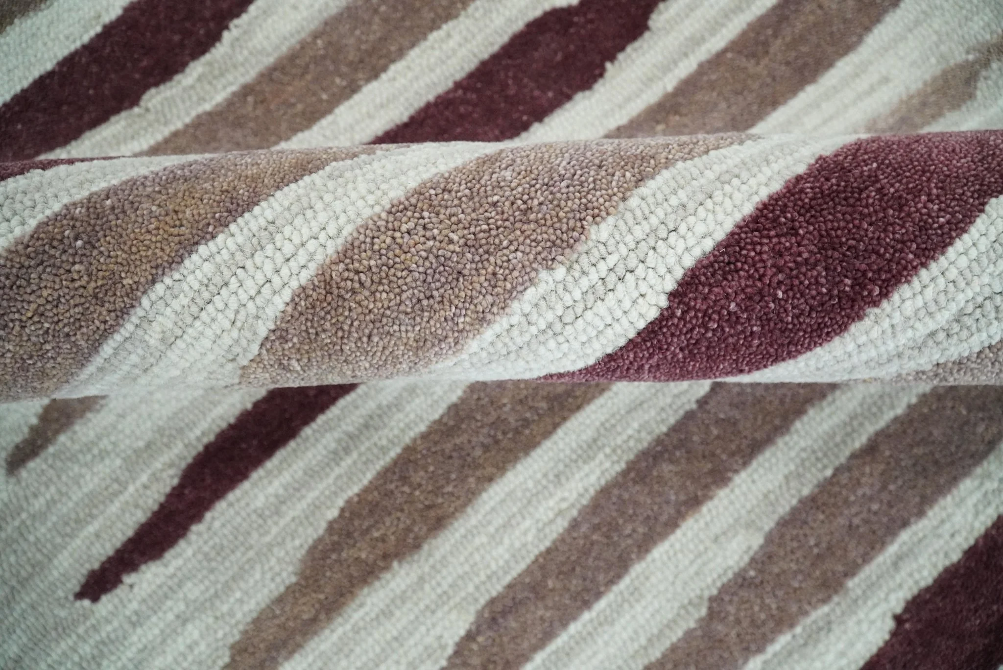 8x10 Ivory and Pink Hand Tufted Modern Scandinavian Stripe Wool Area Rug | YUK2 - Image 8