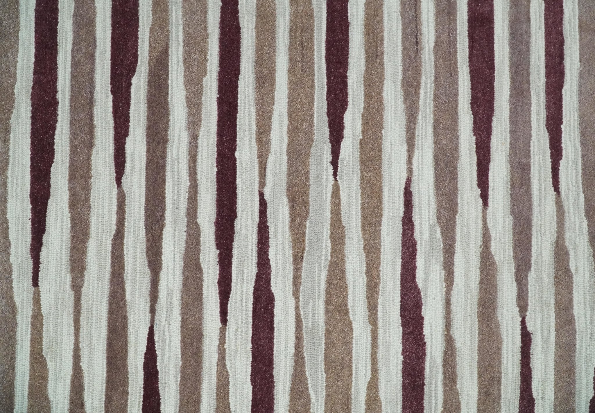 8x10 Ivory and Pink Hand Tufted Modern Scandinavian Stripe Wool Area Rug | YUK2 - Image 9