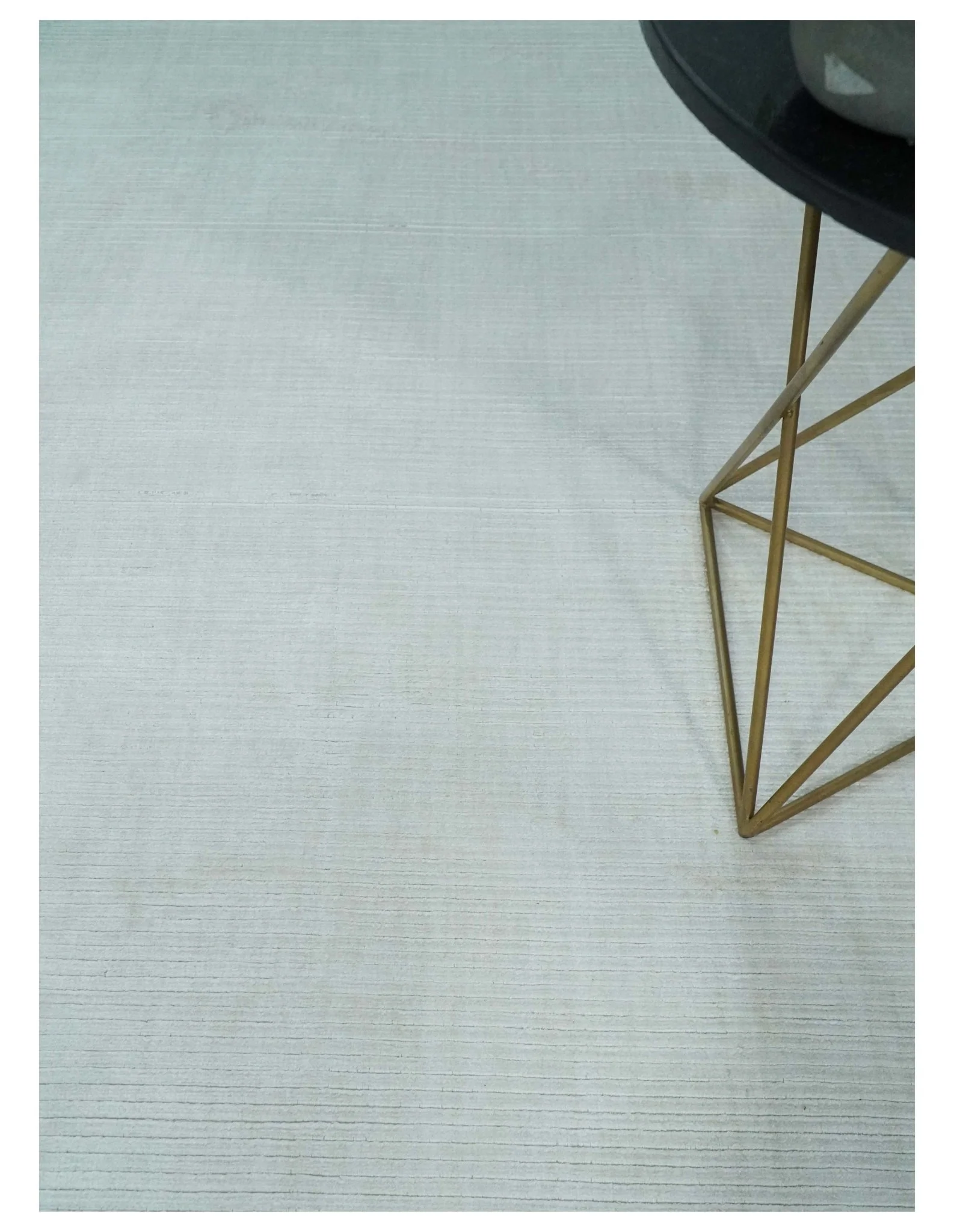 8x10 Ivory and Silver Hand Loomed Modern Scandinavian Art Silk Area Rug - Image 2