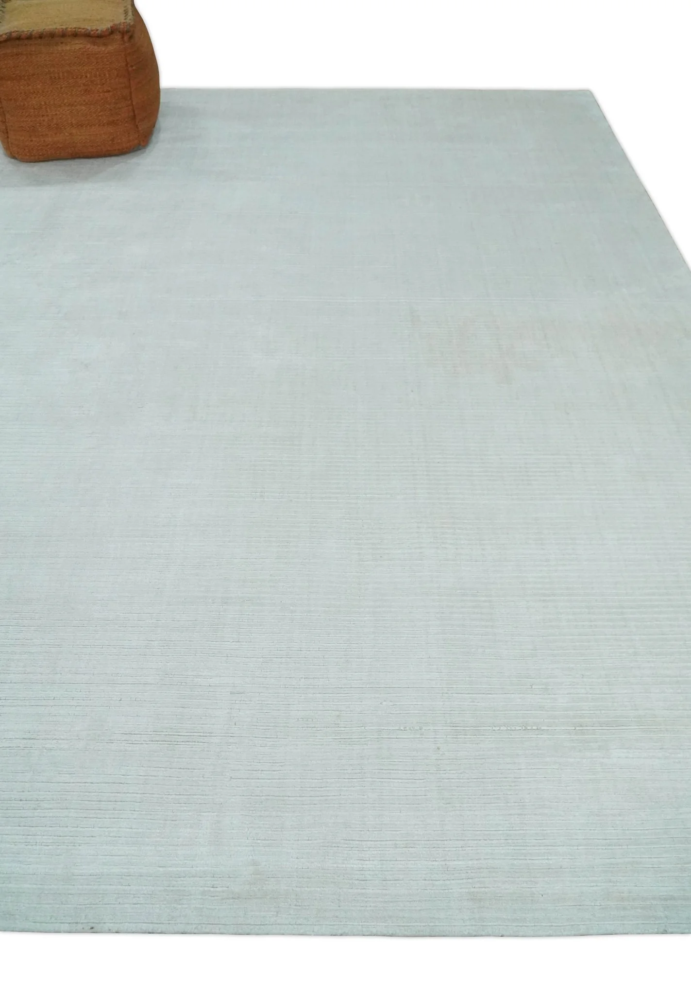 8x10 Ivory and Silver Hand Loomed Modern Scandinavian Art Silk Area Rug - Image 3