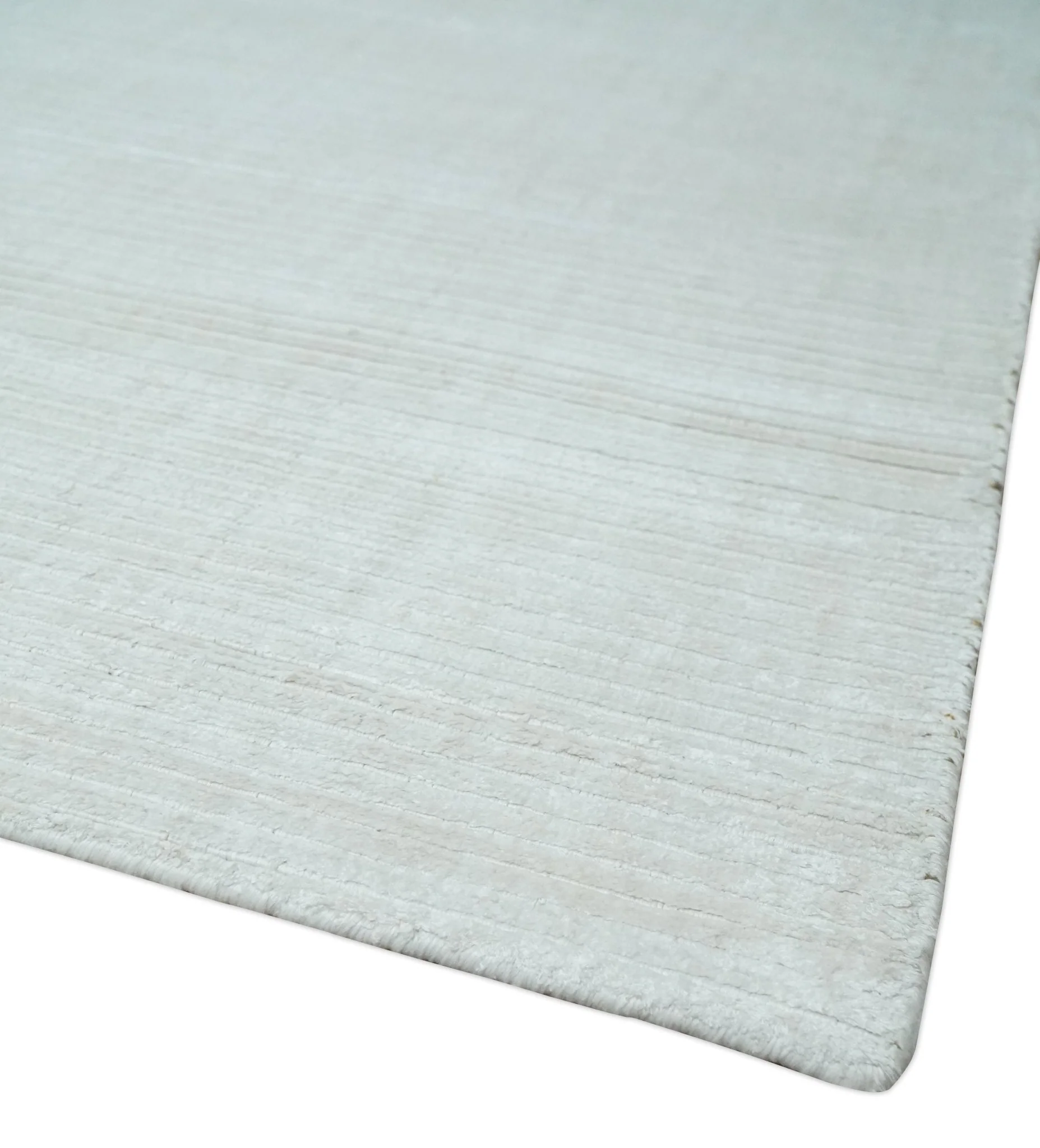 8x10 Ivory and Silver Hand Loomed Modern Scandinavian Art Silk Area Rug - Image 5