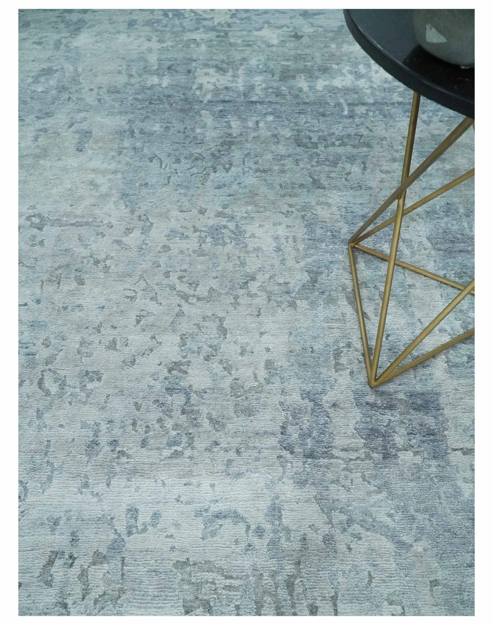 8x10 Ivory, gray and Silver Modern Abstract Hand Knotted Bamboo Silk Area Rug - Image 2