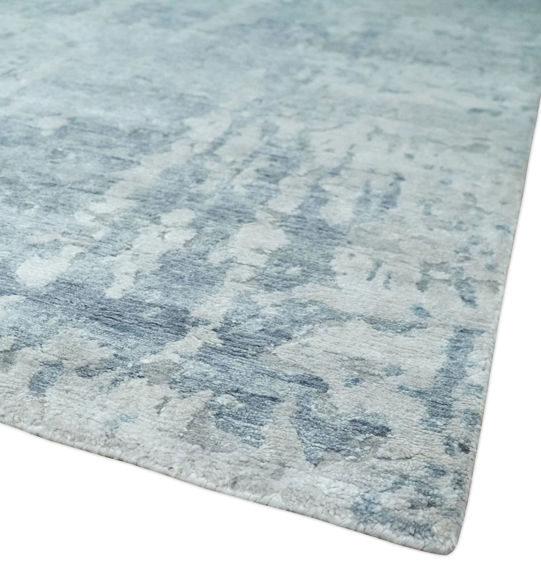 8x10 Ivory, gray and Silver Modern Abstract Hand Knotted Bamboo Silk Area Rug - Image 5