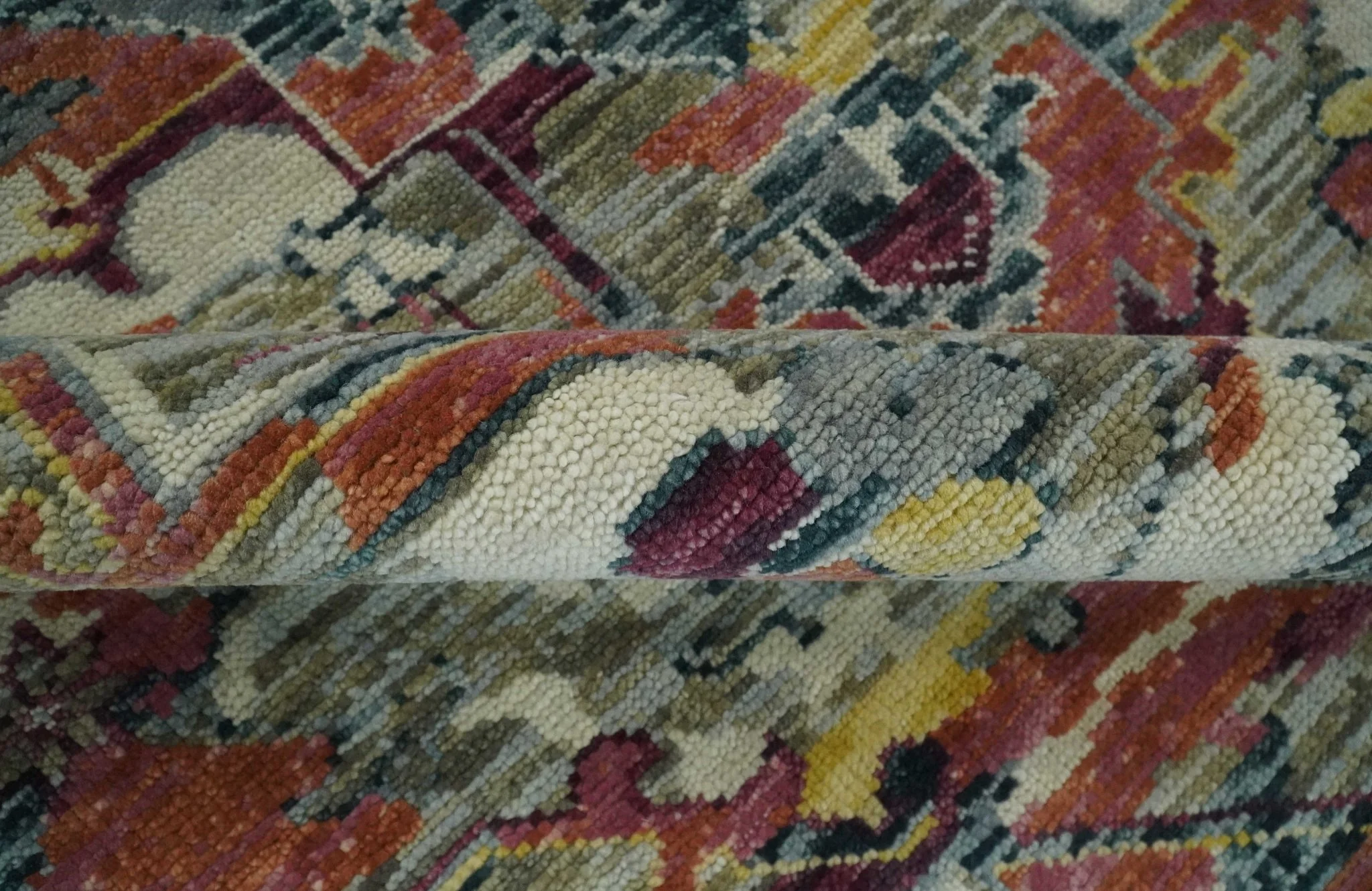 Modern Transitional 8x10 Ivory, Rust, Yellow and Charcoal Serapi wool Area Rug - Image 6