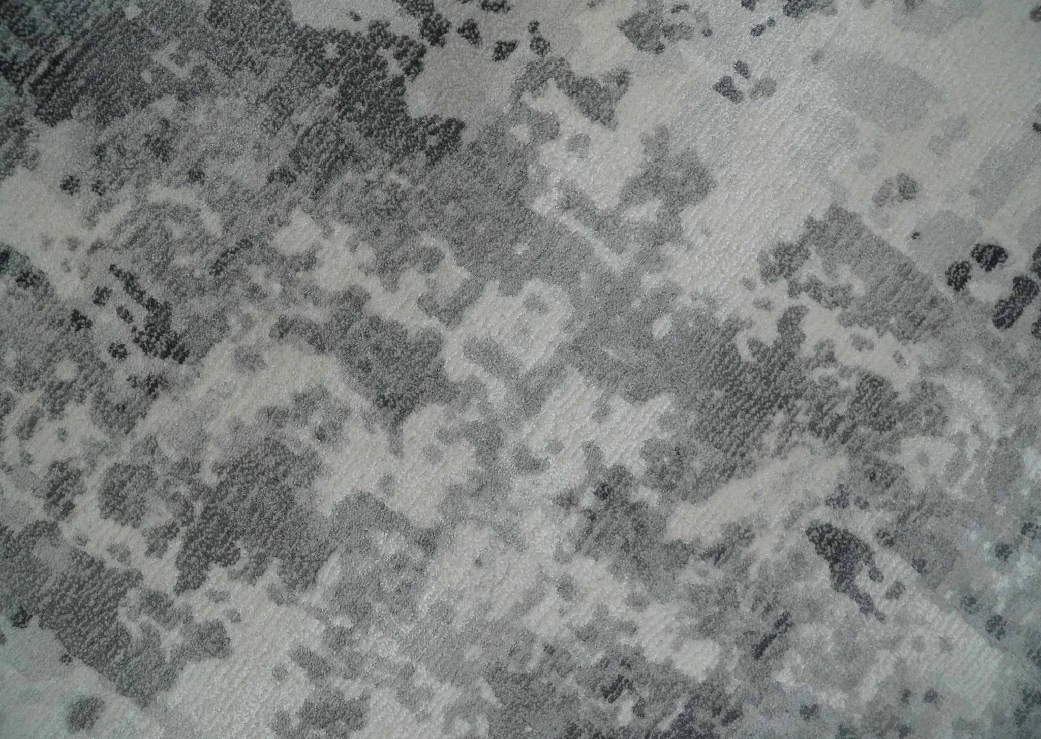 8x10 Ivory, Silver and Charcoal Modern Abstract Hand Loomed Blended wool and Art silk Area Rug - Image 4
