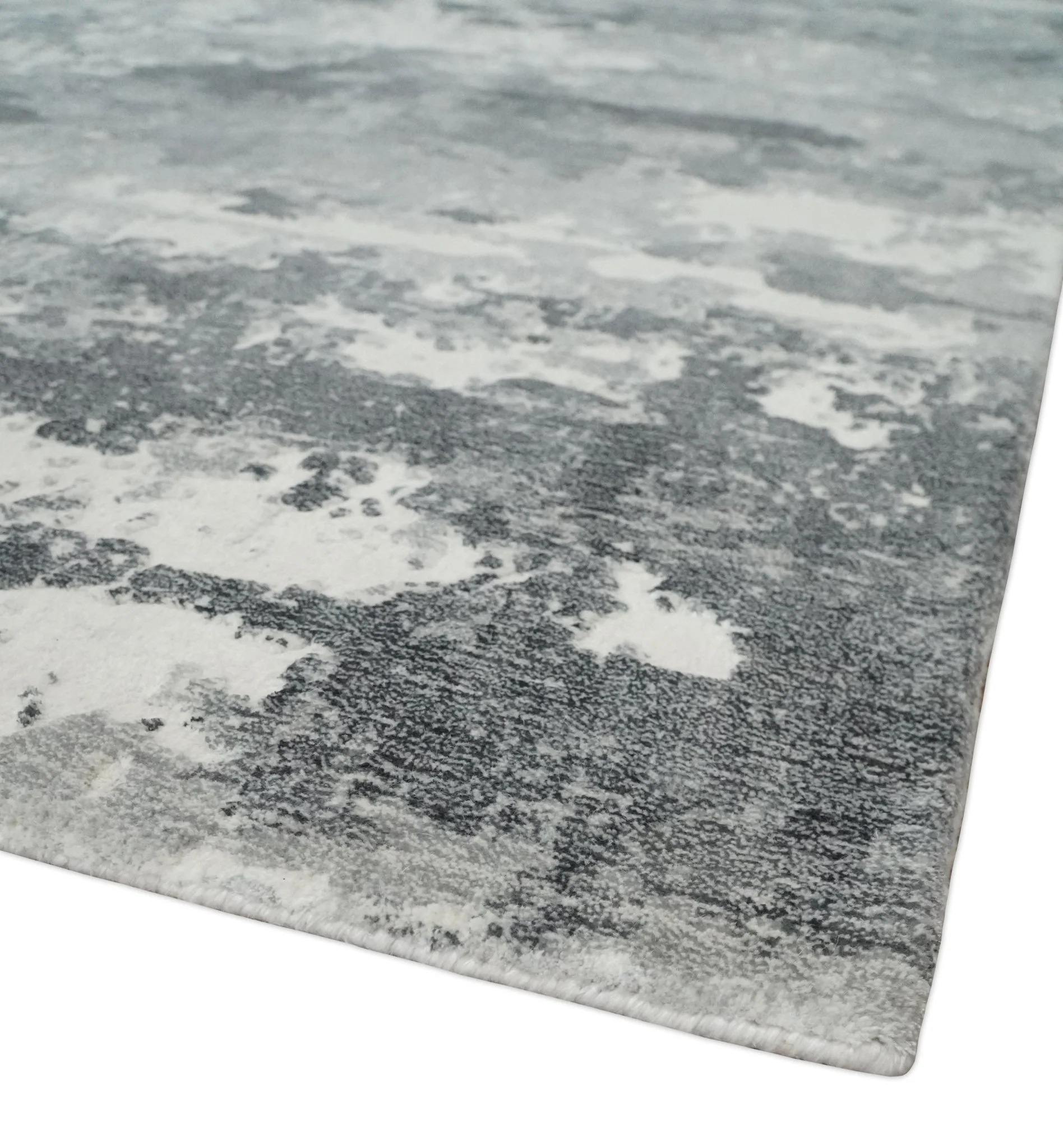 8x10 Ivory, Silver and Charcoal Modern Abstract Hand Loomed Blended wool and Art silk Area Rug - Image 5