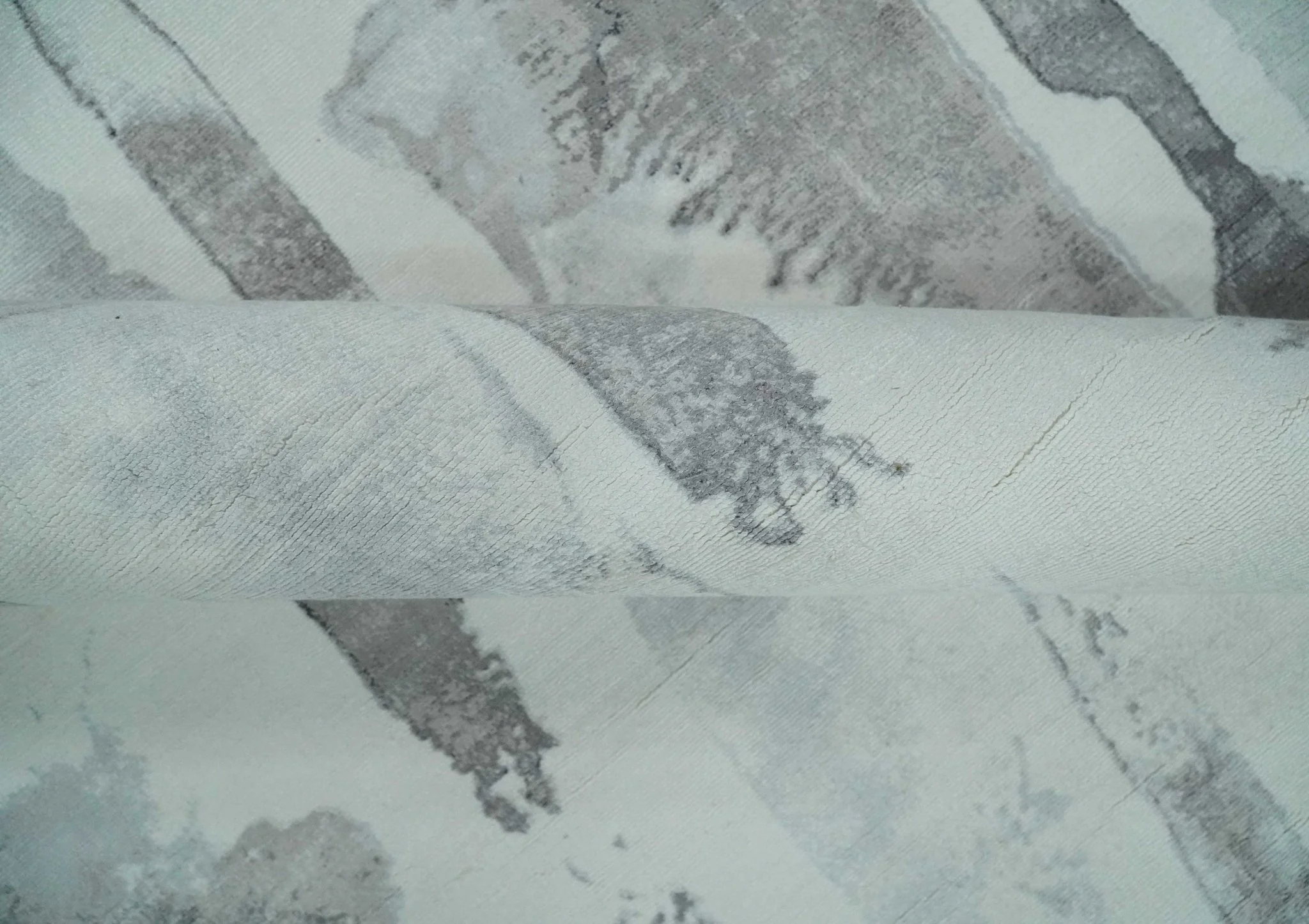 8x10 Ivory, Silver and Gray Modern Abstract Handmade Art Silk Area Rug - Image 7