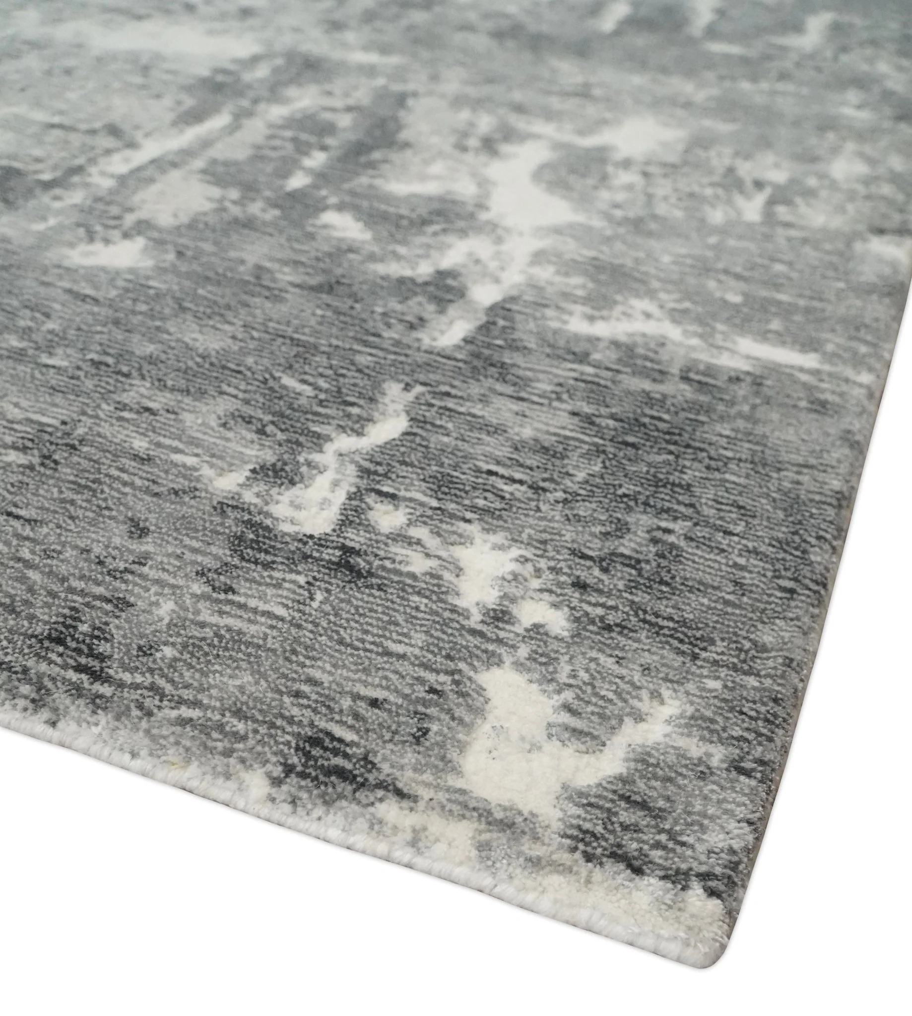 8x10 Modern Abstract Blended wool and Art silk Ivory, Silver and Charcoal Hand Loomed Area Rug - Image 5