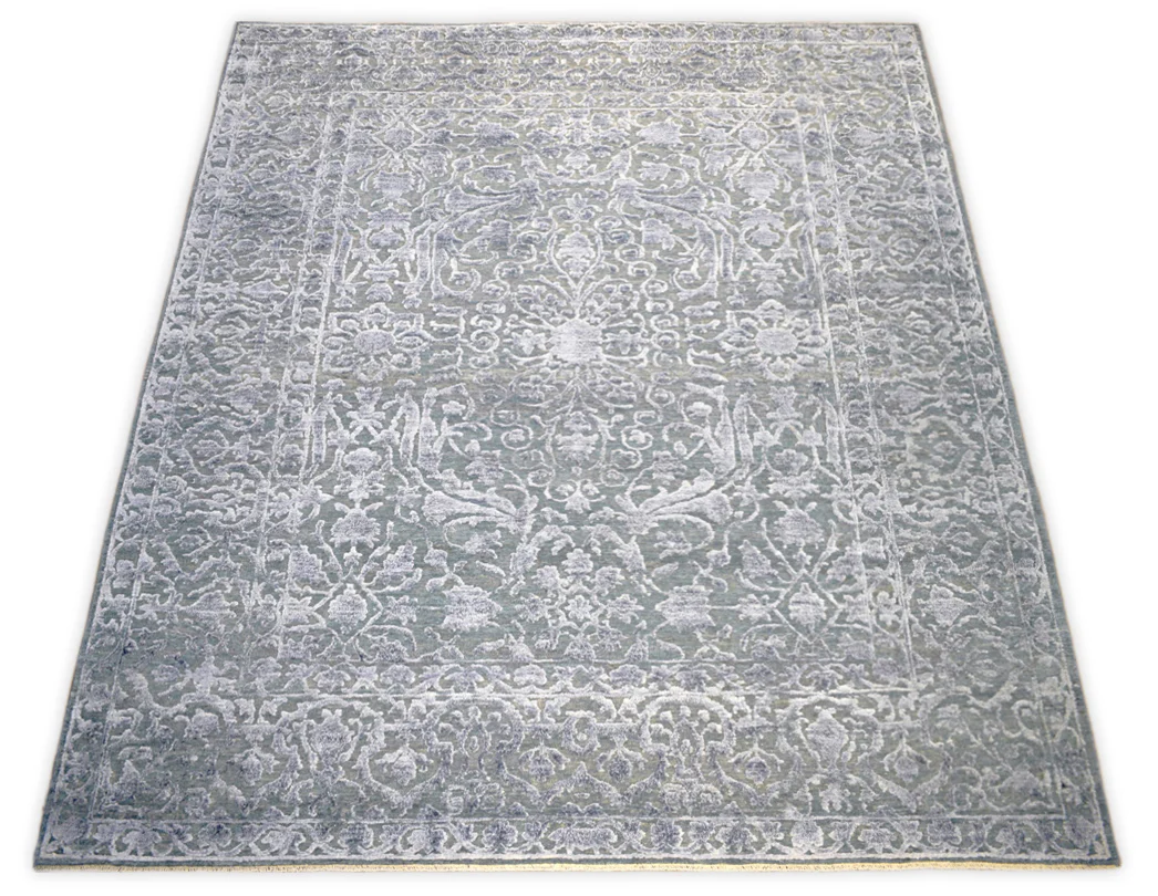 8'x10'  Modern Hand made Hand-spun wool and Handspun Bamboo Silk  Area  Rug  | The Rug Decor | TRD2021810 - Image 4